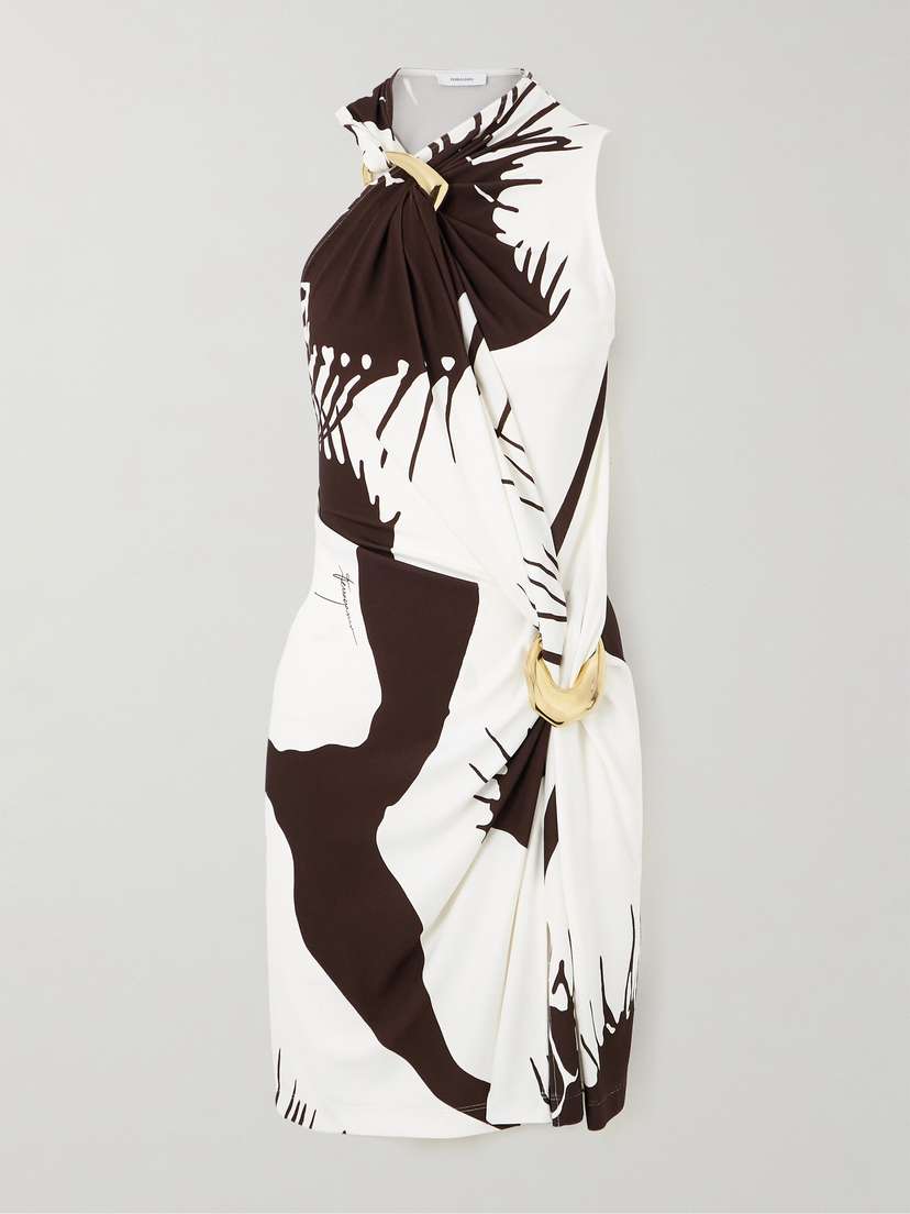 Ferragamo Venus Embellished Printed Stretch-jersey Dress