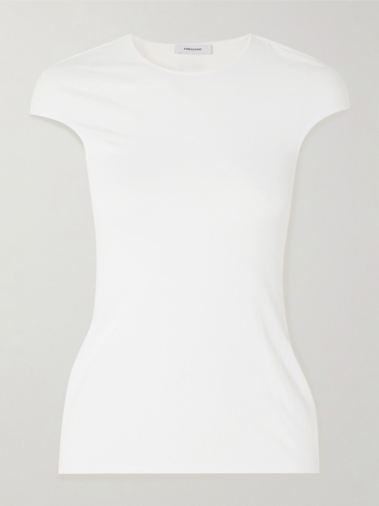 Ferragamo Two-tone Layered Ribbed Jersey Tank And T-shirt Set In Red