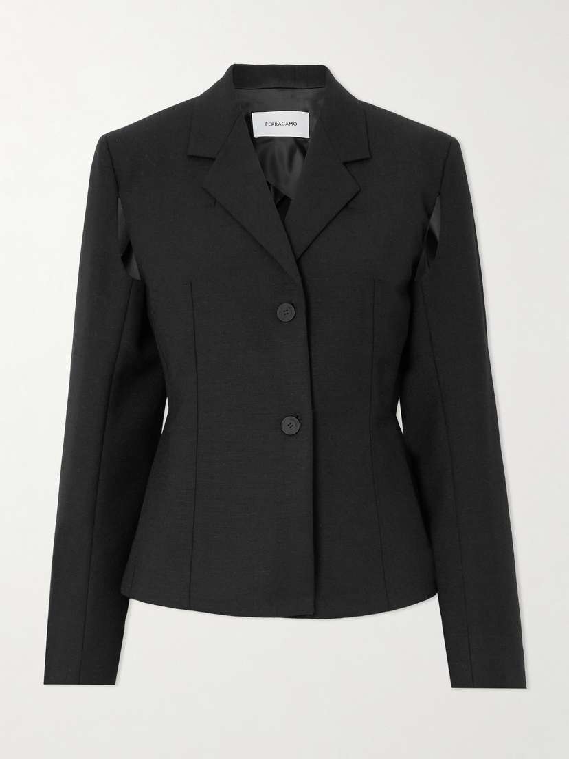 Ferragamo Cutout Brushed Grain De Poudre Blazer