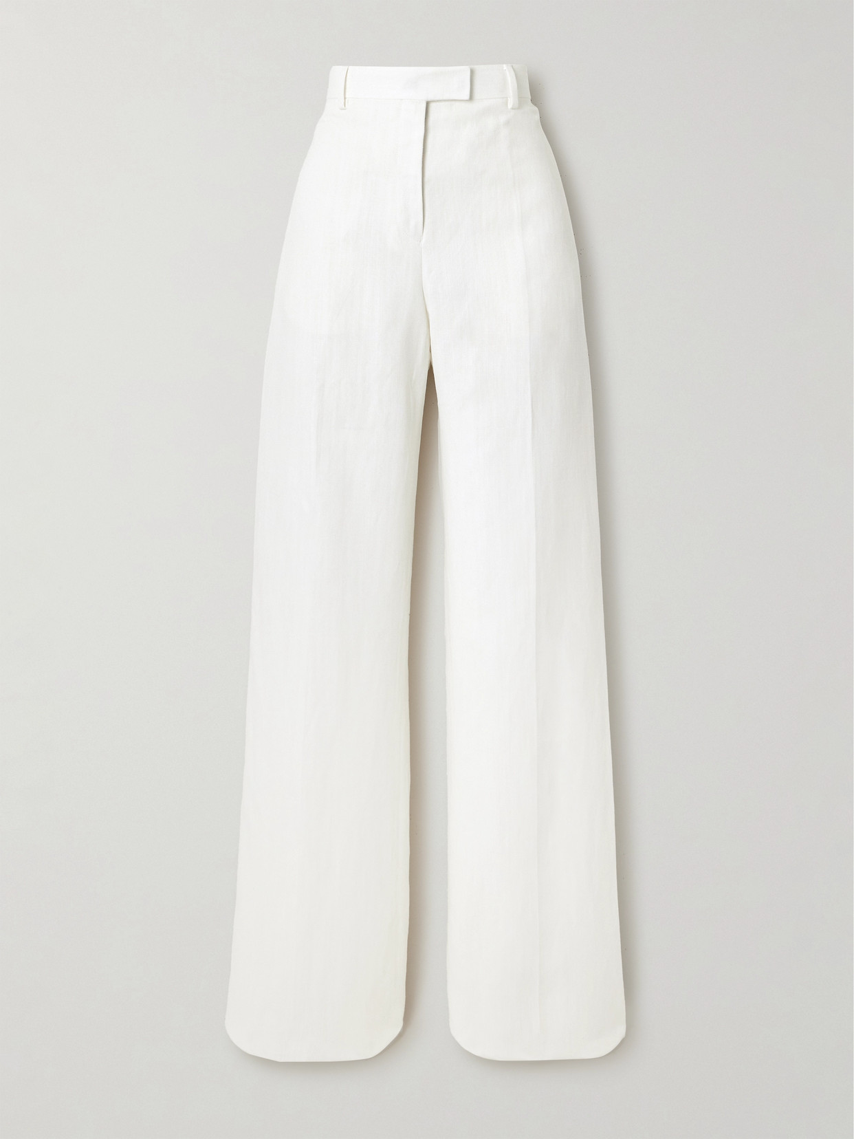 Ferragamo Pleated Canvas Wide-leg Pants In White