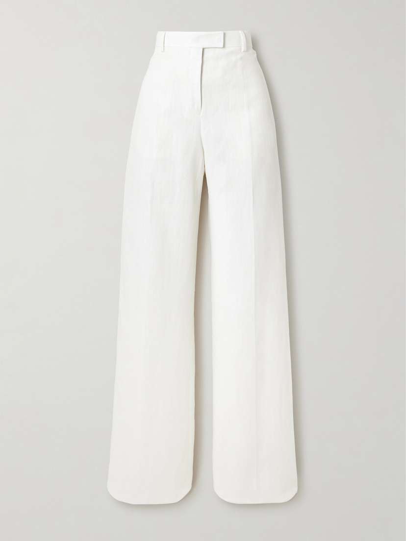 Ferragamo Pleated Canvas Wide-leg Pants