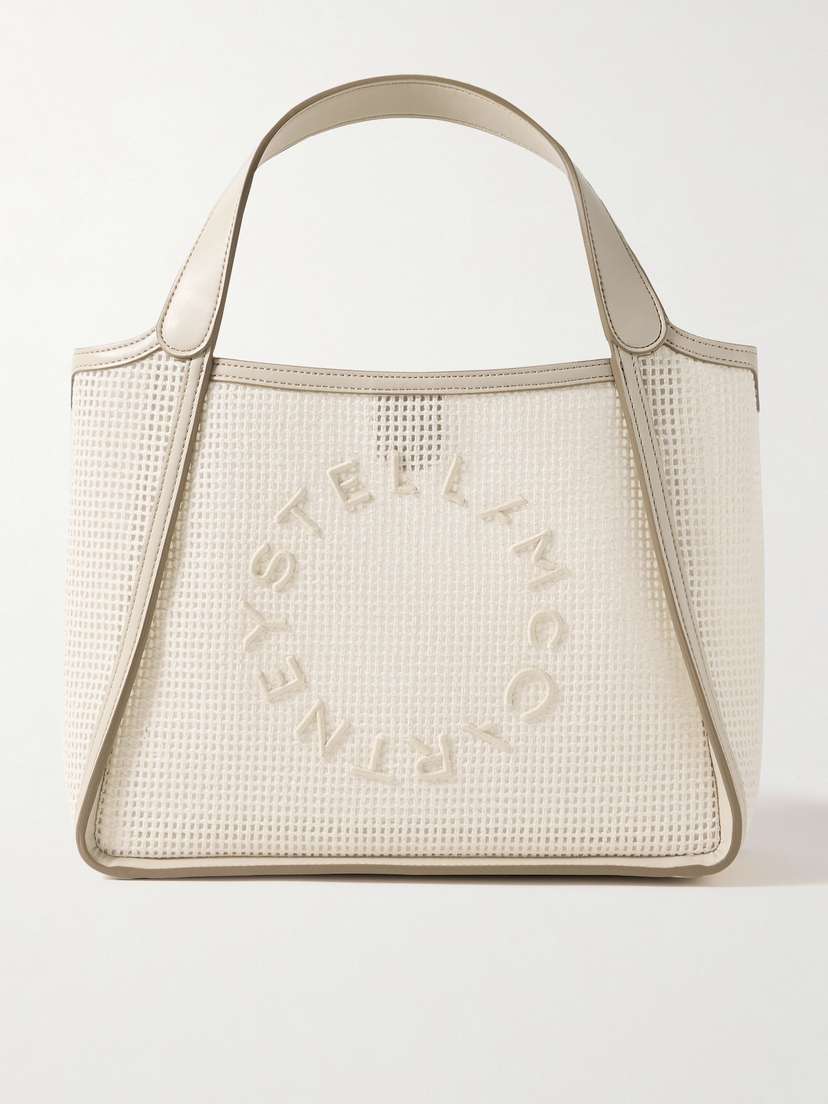 Stella McCartney Vegan Leather-trimmed Appliquéd Crocheted Cotton Tote