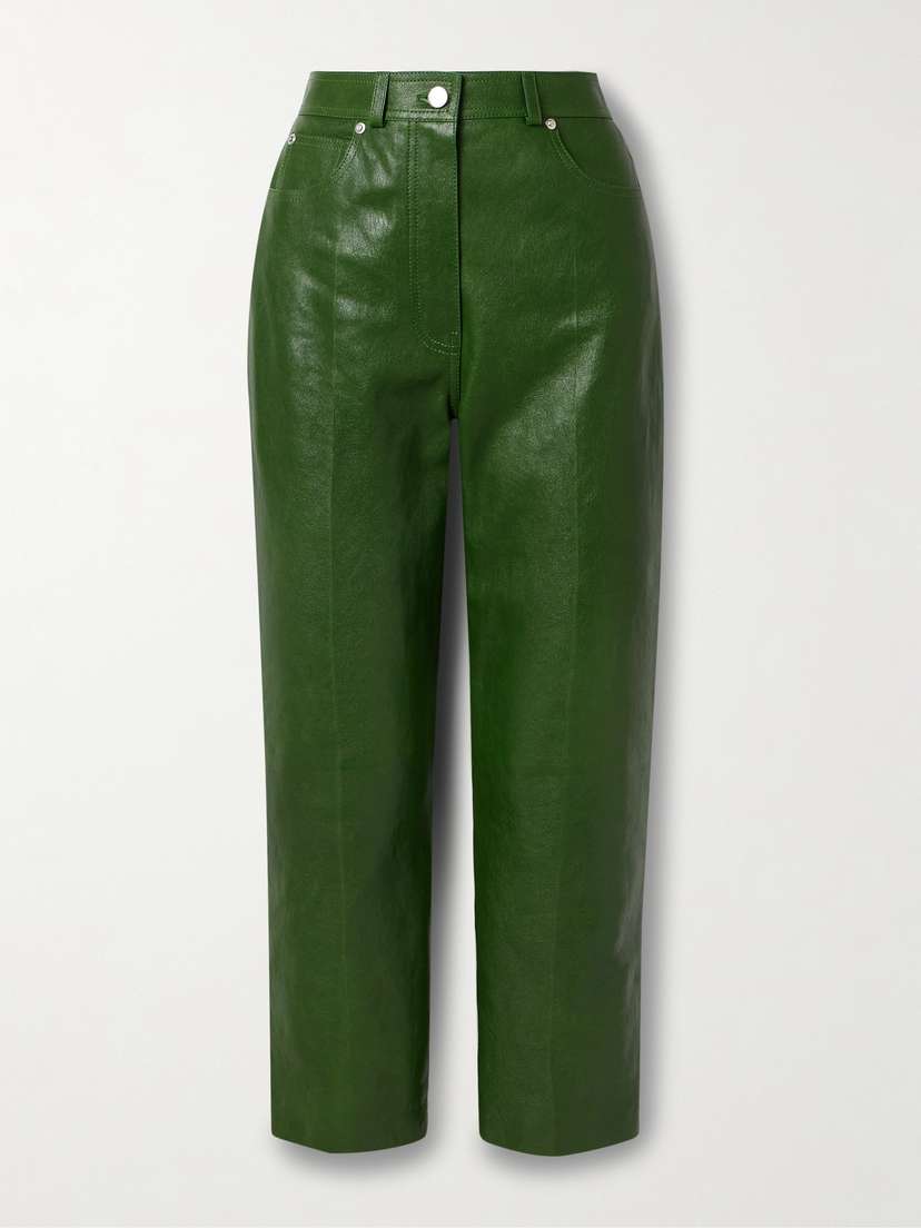 Ferragamo Cropped Leather Straight-leg Pants