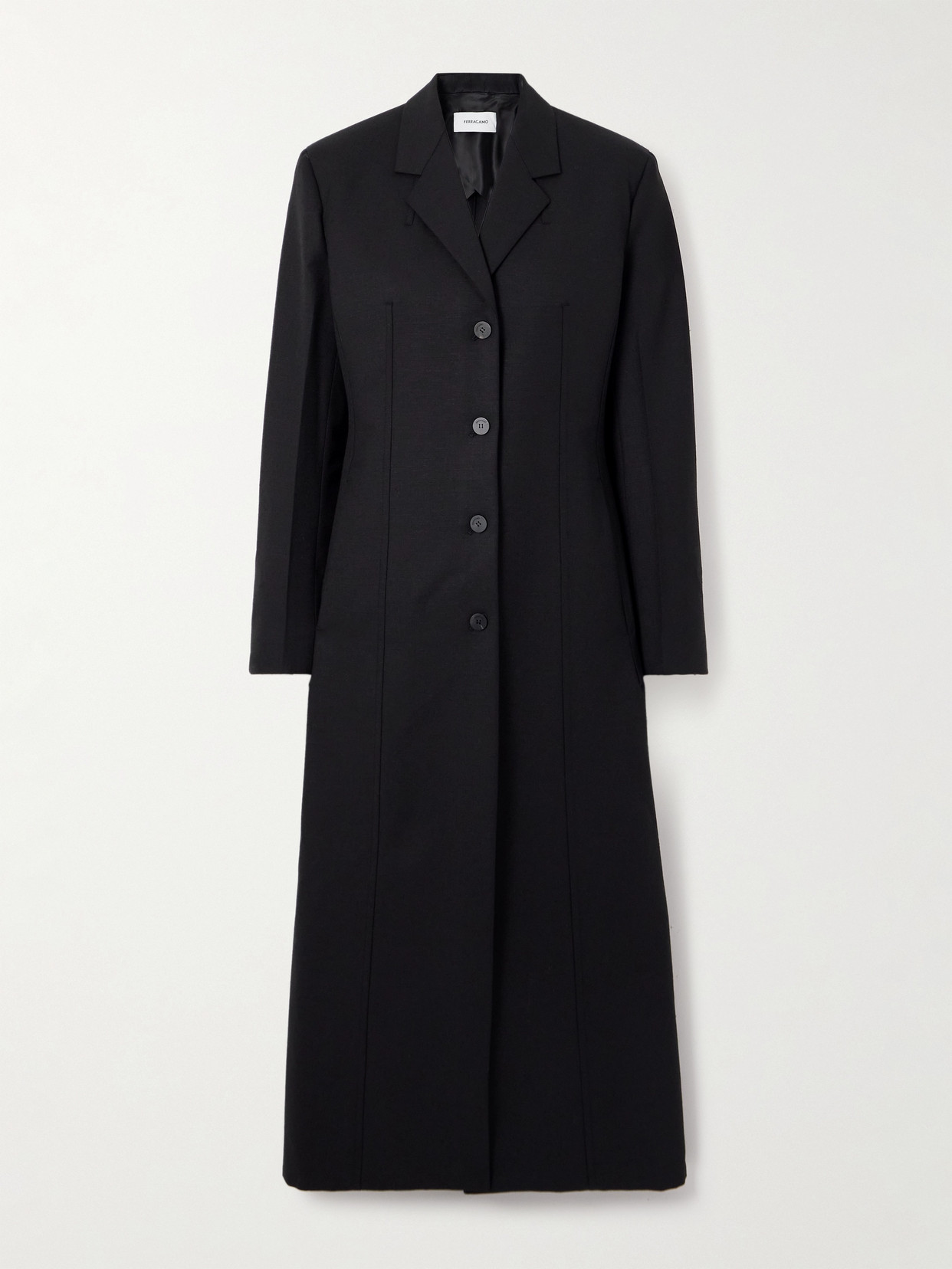 Ferragamo Wool-blend Coat In Black