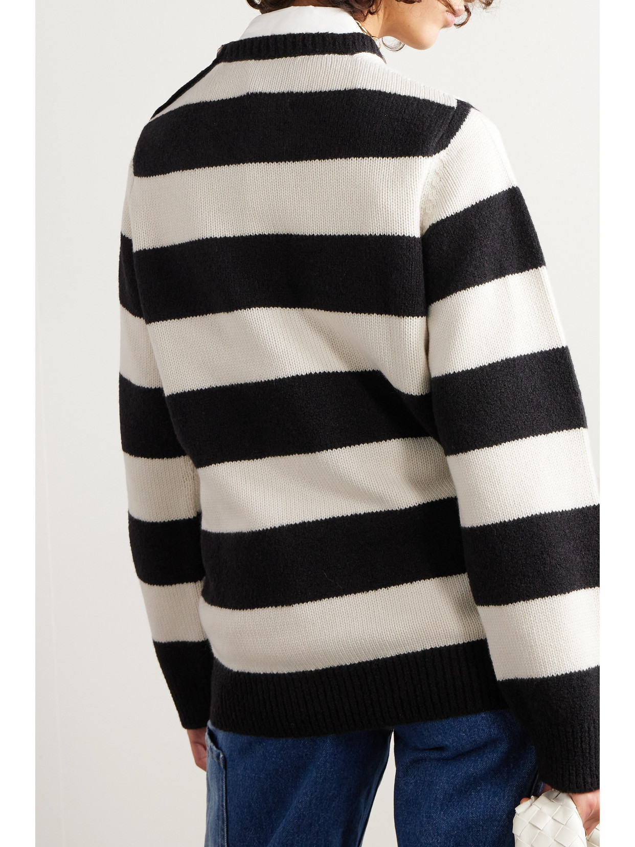 + Sofia Coppola Embellished Striped Cashmere, Wool And Silk-Blend Sweater