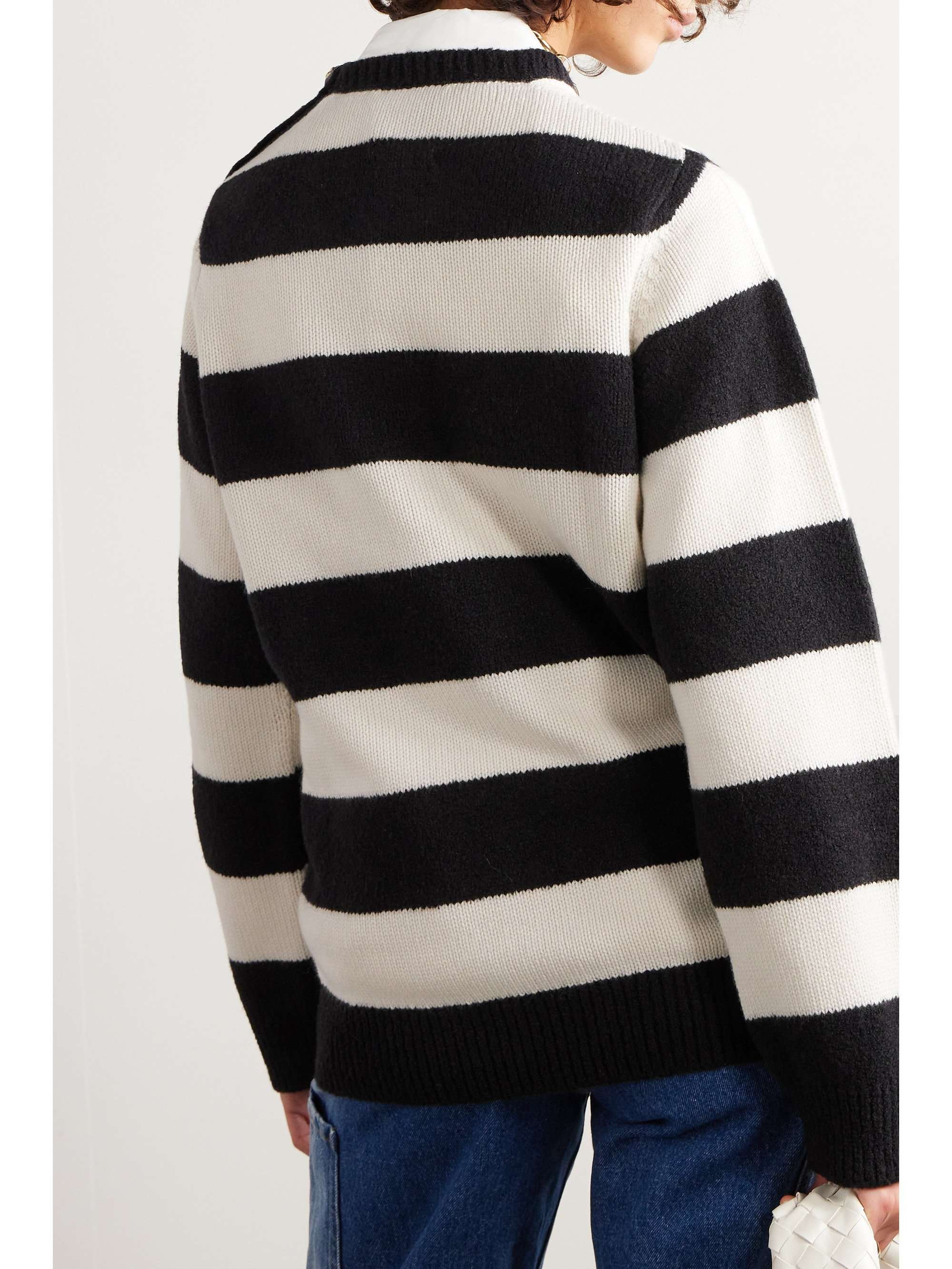 BARRIE + Sofia Coppola embellished striped cashmere, wool and silk-blend sweater
