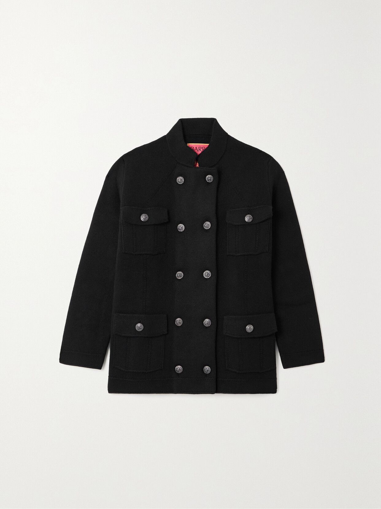 Barrie + Sofia Coppola Double-breasted Cashmere And Cotton-blend Jacket In Black