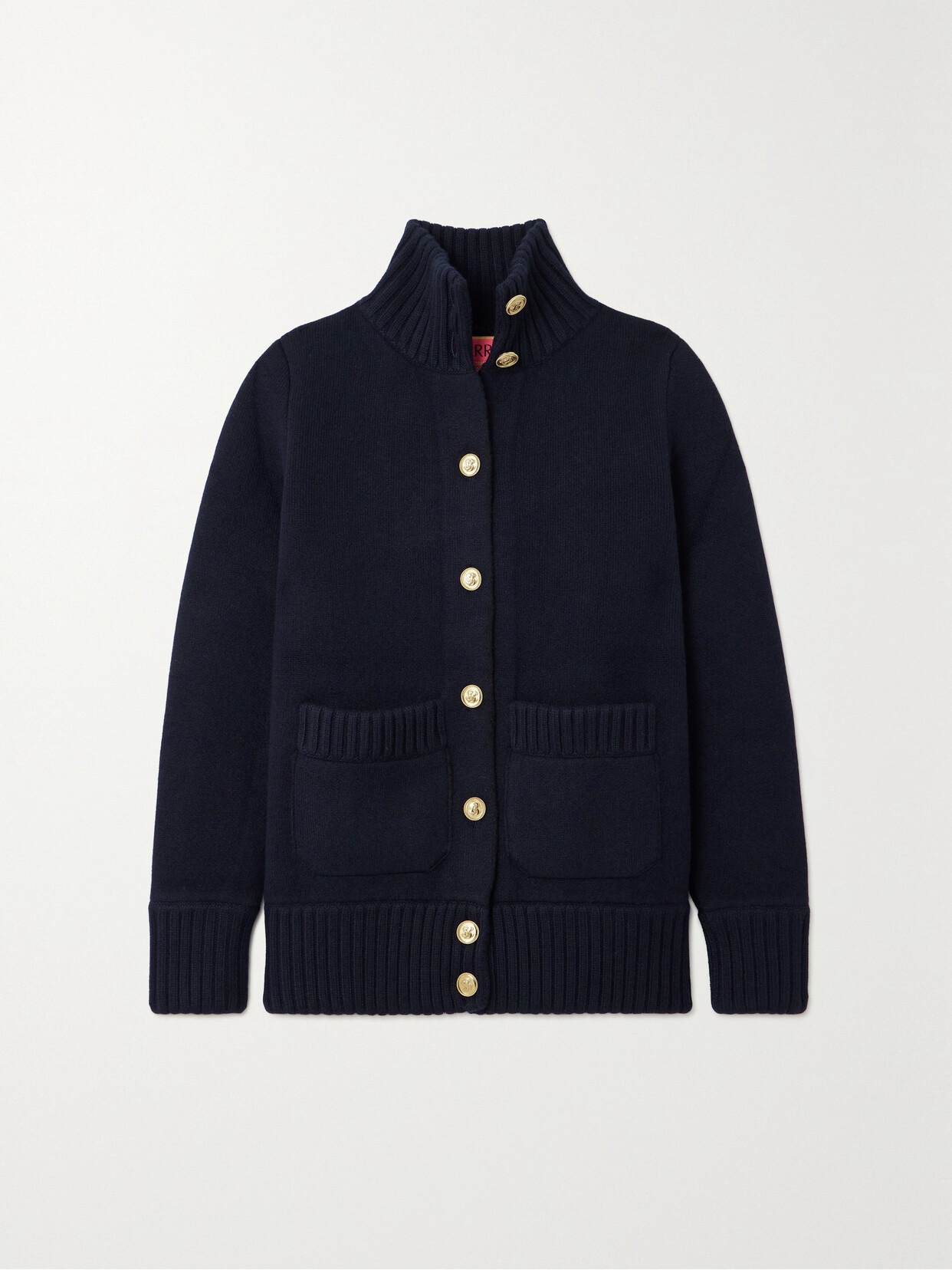 Barrie - + Sofia Coppola Ribbed Cashmere, Wool And Silk-blend Turtleneck Cardigan - Blue