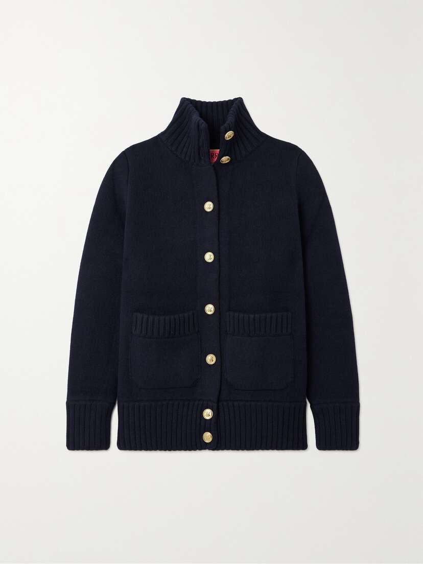 Barrie + Sofia Coppola Ribbed Cashmere, Wool And Silk-blend Turtleneck Cardigan