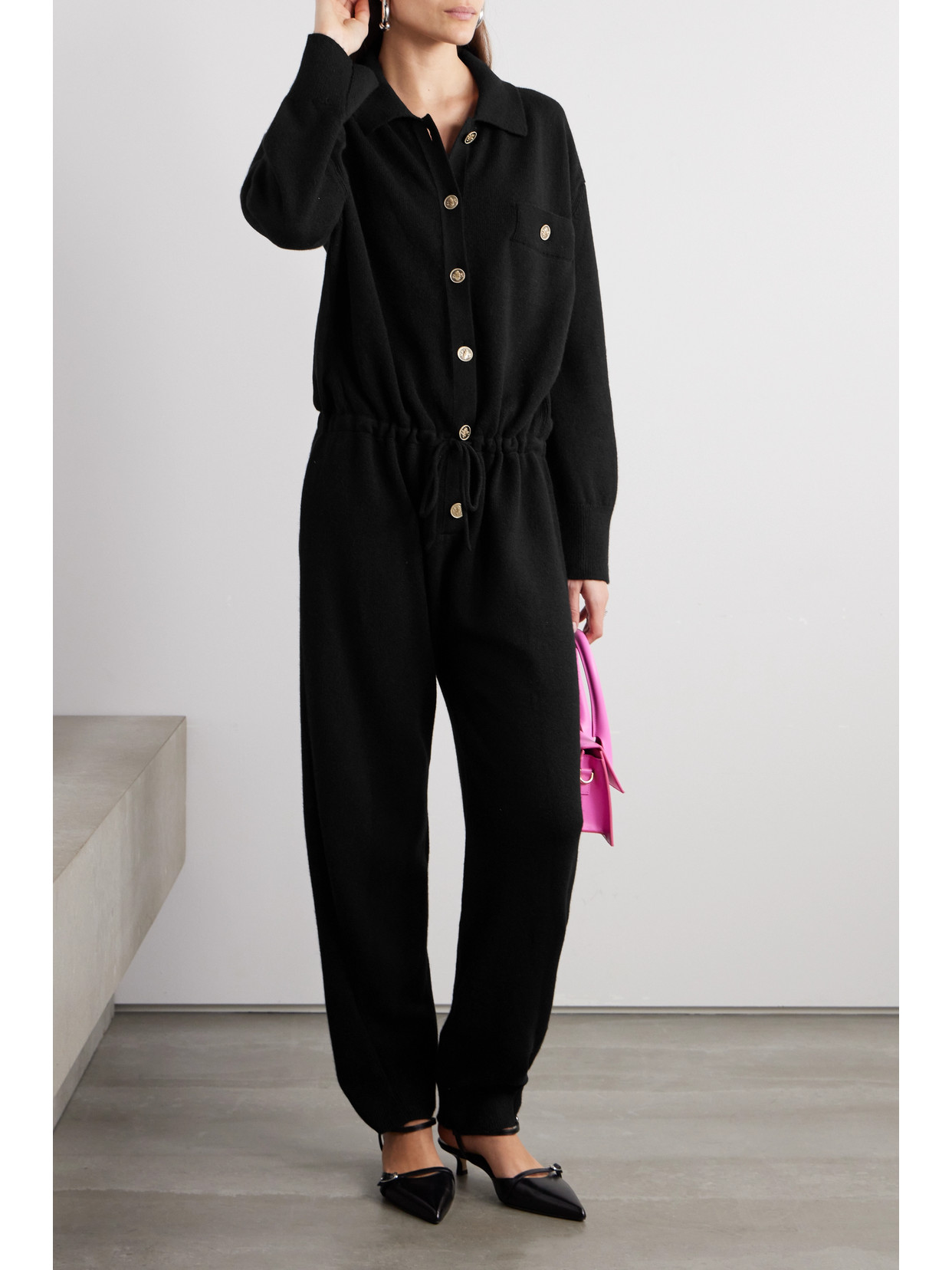 Barrie X Sofia Coppola Cashmere Jumpsuit In Black