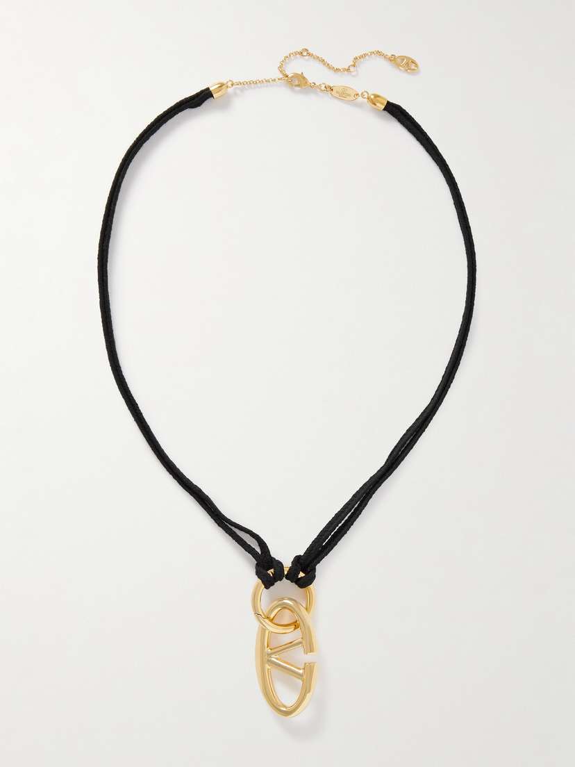 Valentino Garavani Vlogo Gold-tone And Knotted Cord Necklace