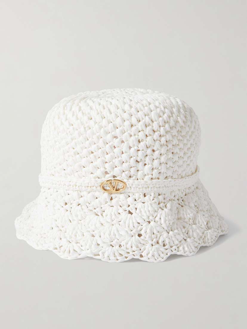 Valentino Garavani Embellished Crocheted Bucket Hat