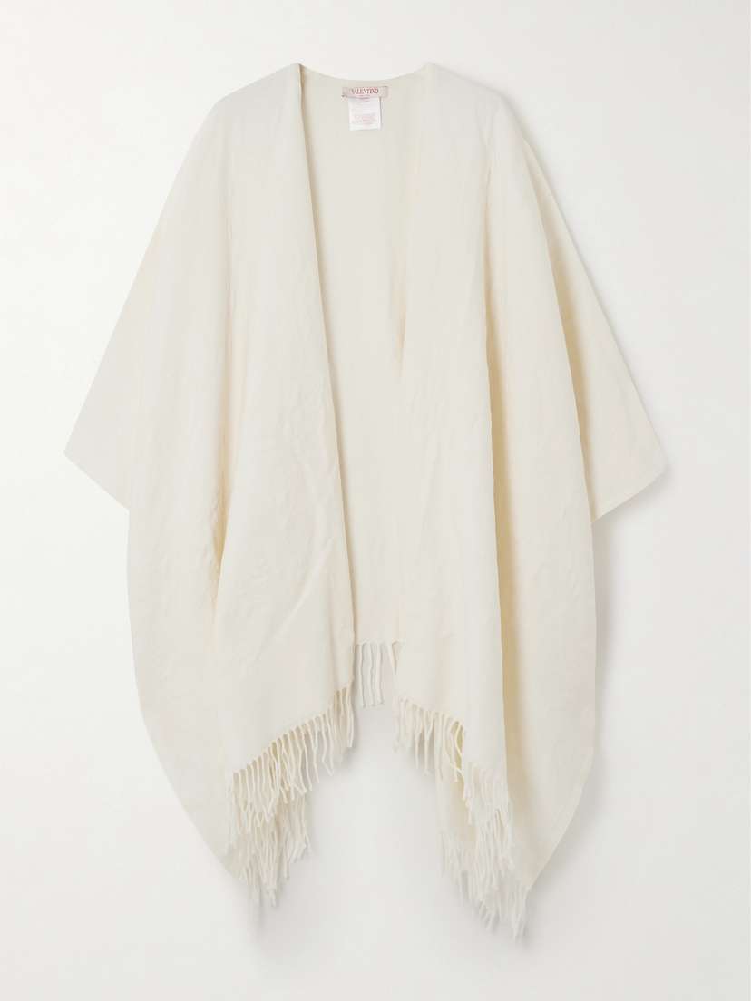 Valentino Garavani Fringed Wool-blend Jacquard Cape