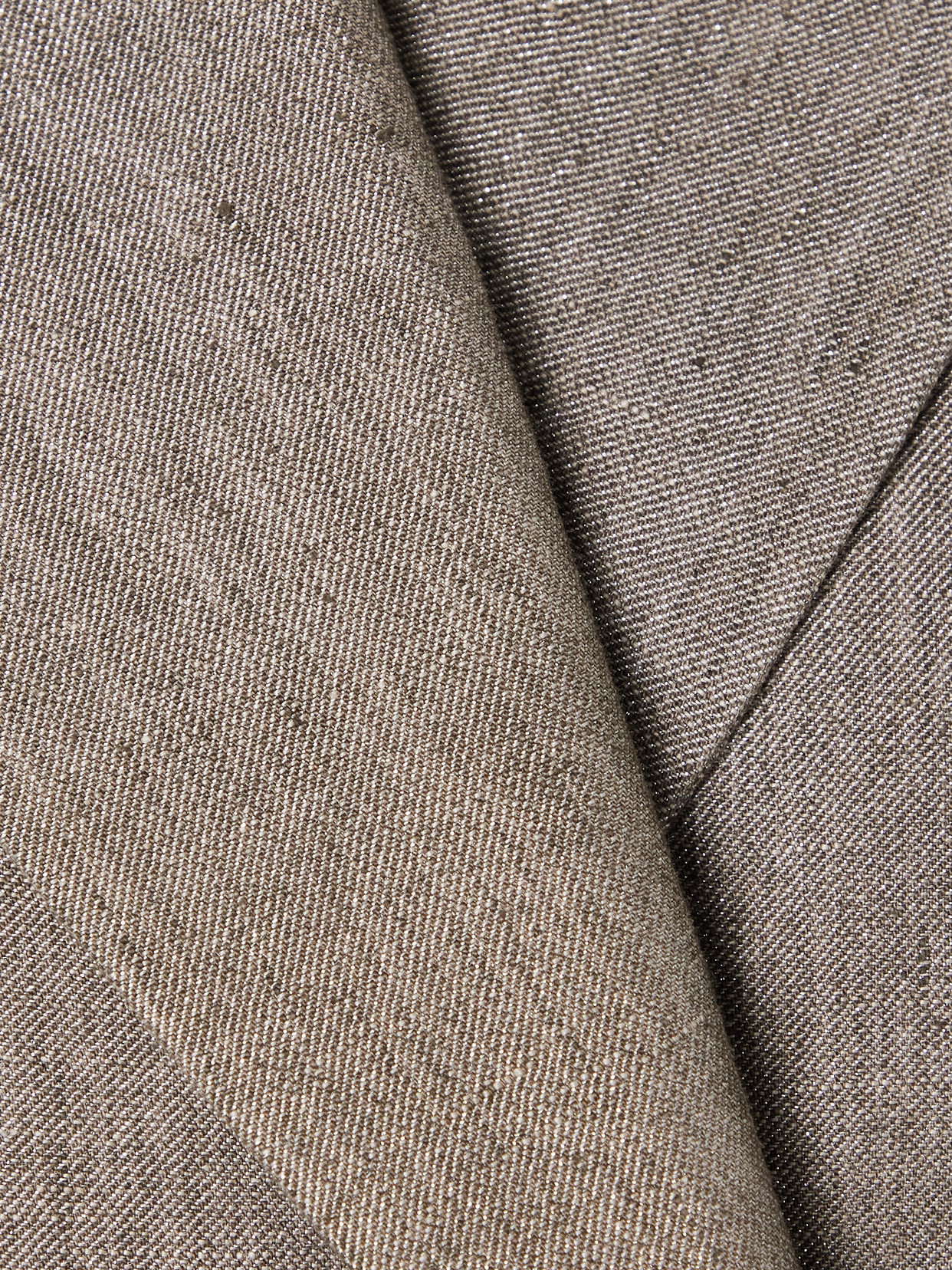Brunello Cucinelli Double-breasted Metallic Linen-blend Blazer In Brown