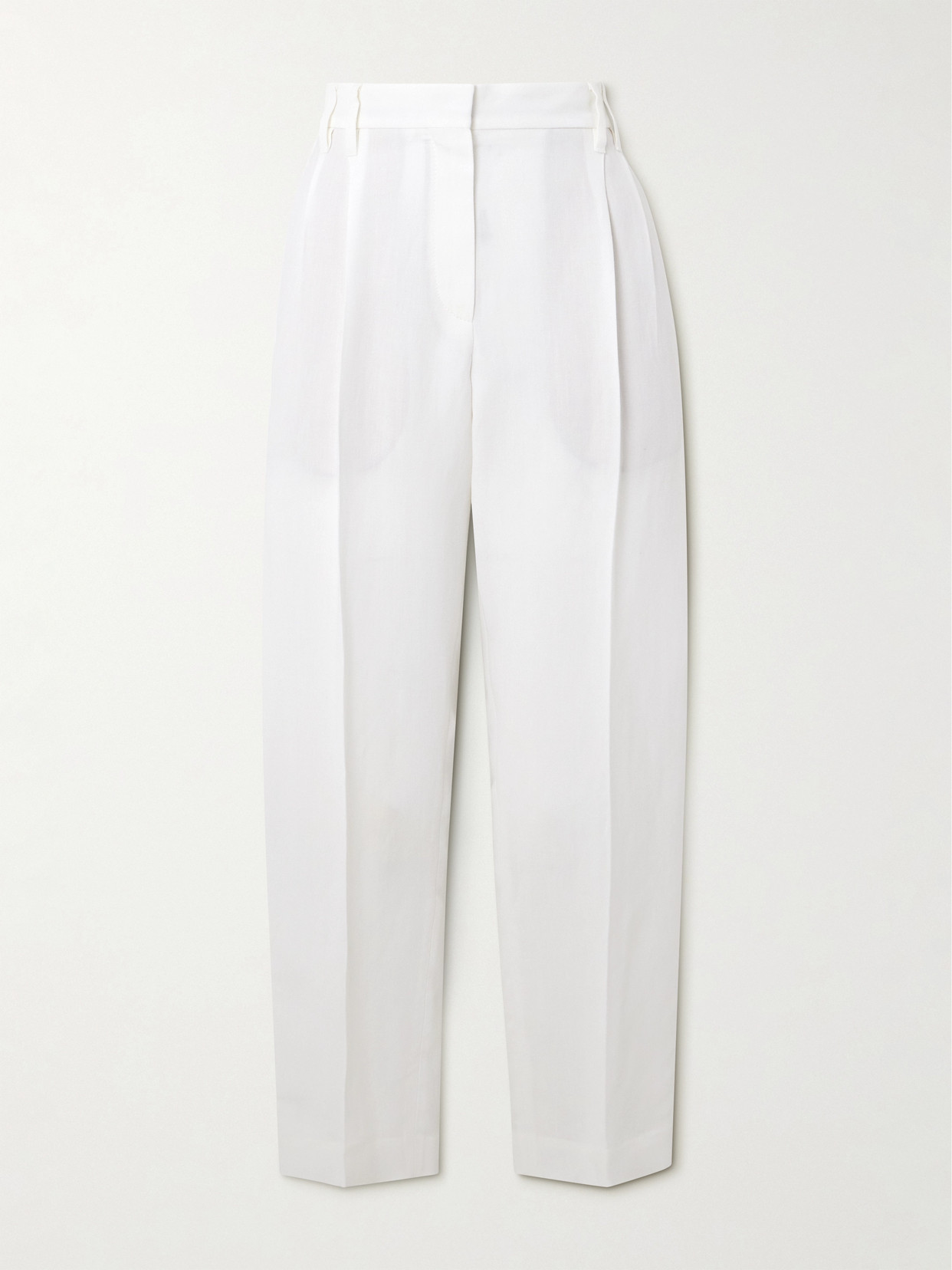 Brunello Cucinelli Pleated High-rise Tapered Woven Pants - White