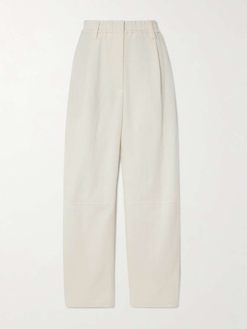Brunello Cucinelli Herringbone Cotton And Linen-blend Wide-leg Pants