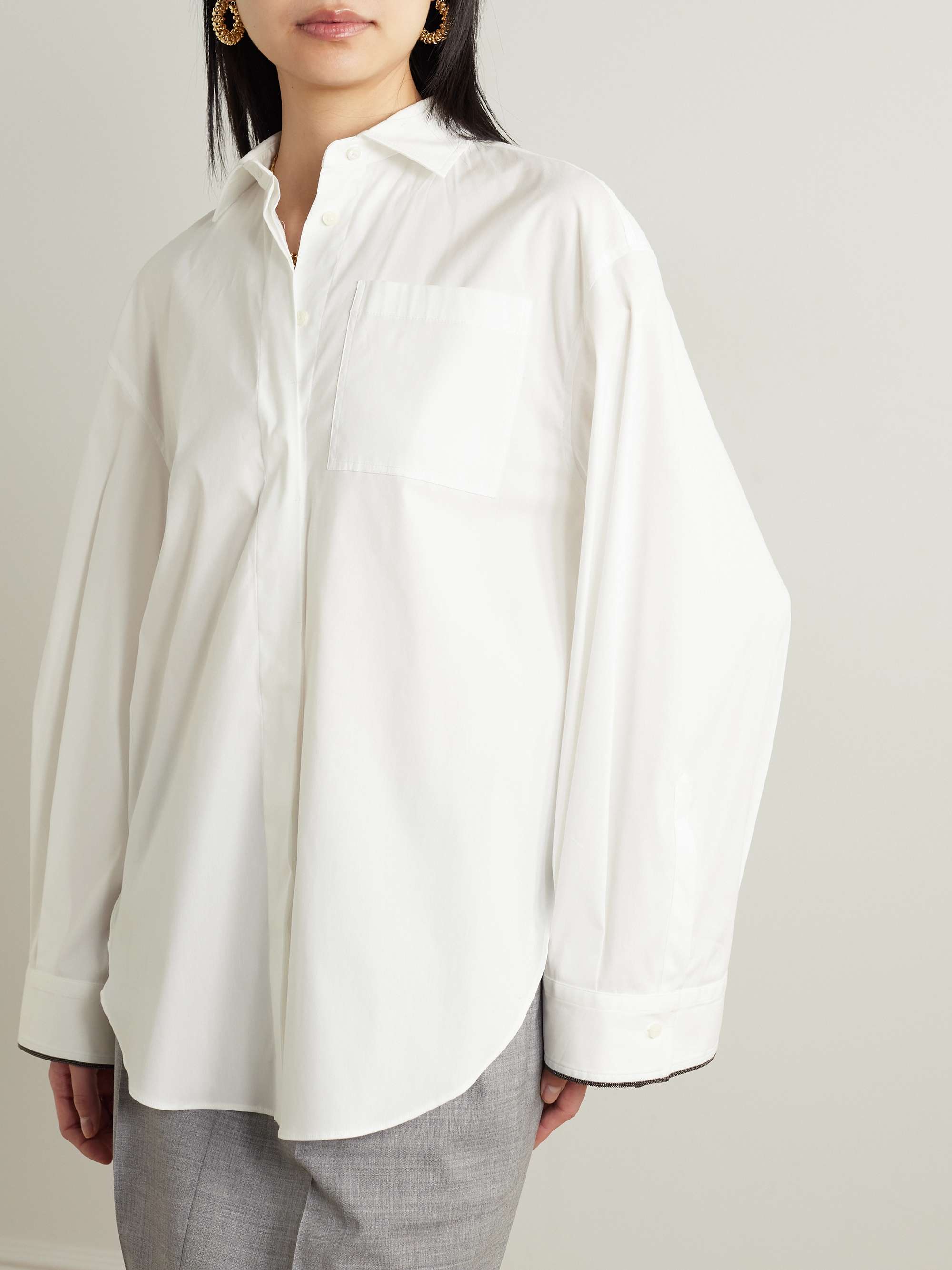 T-shirt Blanc Paradiso Brodé Perles - Taille S - Manches Courtes Coton