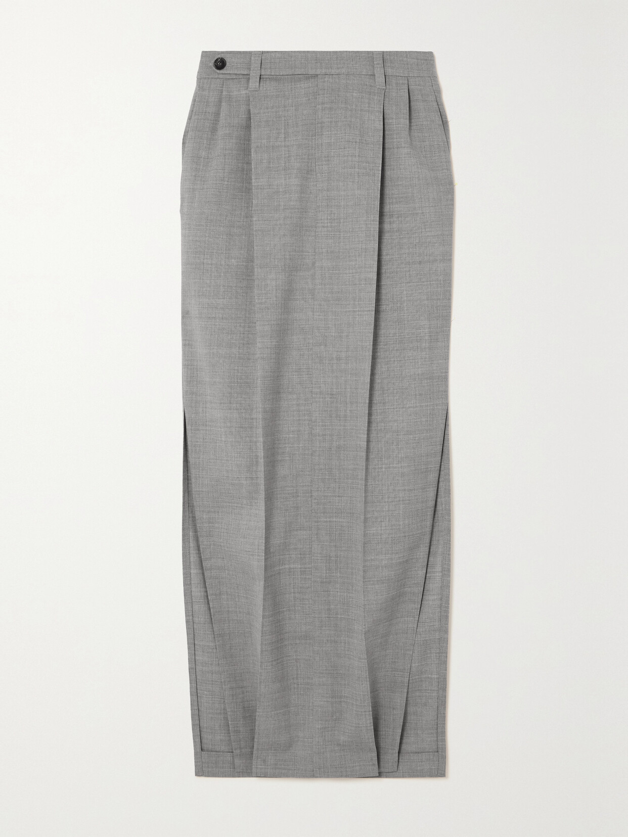 Brunello Cucinelli Pleated Stretch-wool Maxi Skirt In Gray