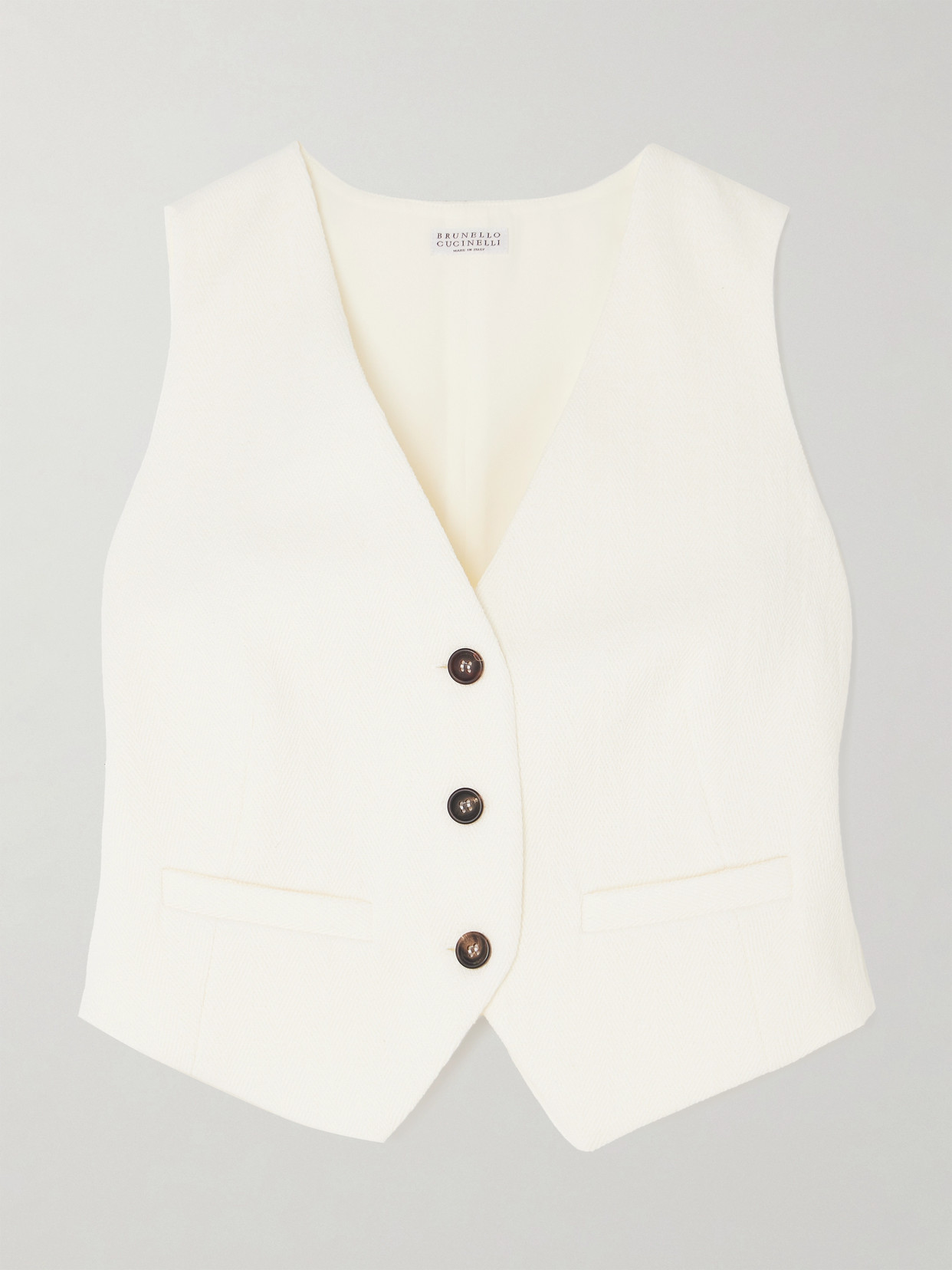 Brunello Cucinelli Cotton-blend Tweed Waistcoat In White