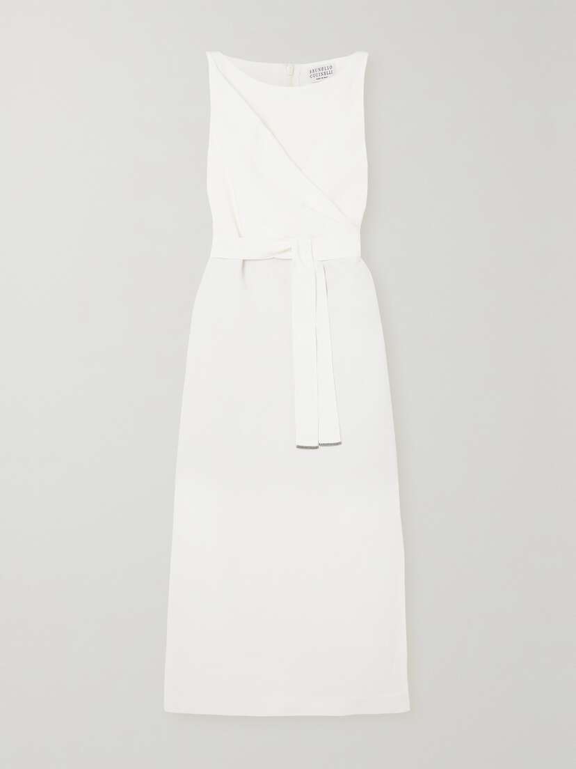 Brunello Cucinelli Crepe Midi Wrap Dress - x large