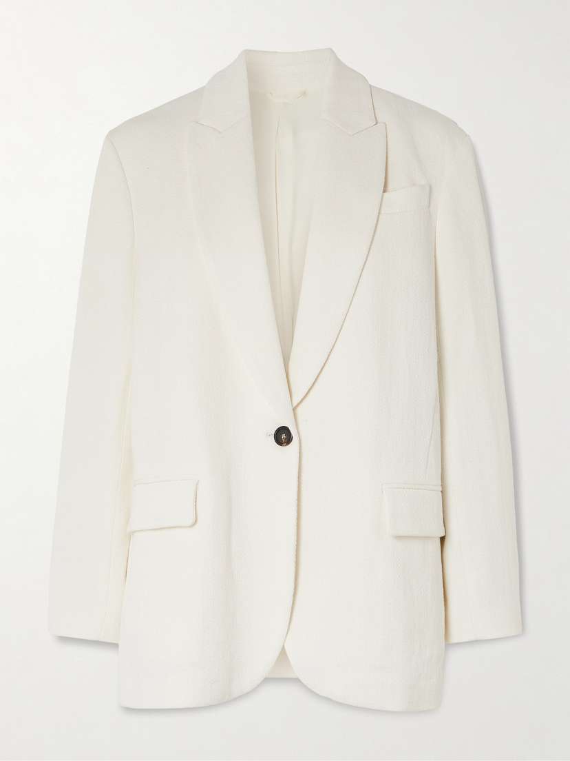 Brunello Cucinelli Single-breasted Herringbone Cotton And Linen-blend Blazer