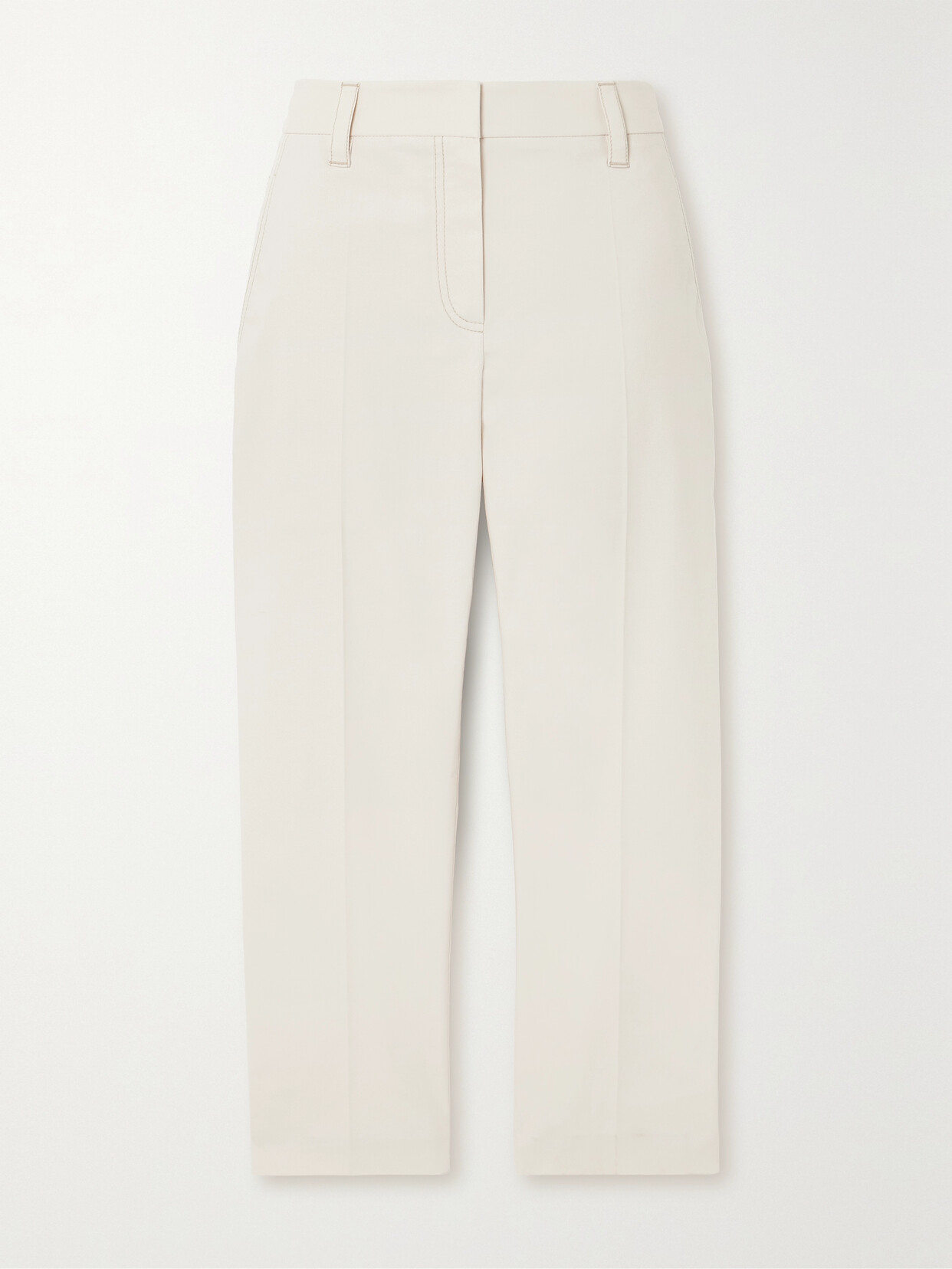 Brunello Cucinelli Stretch-cotton Drill Straight-leg Pants In Off-white