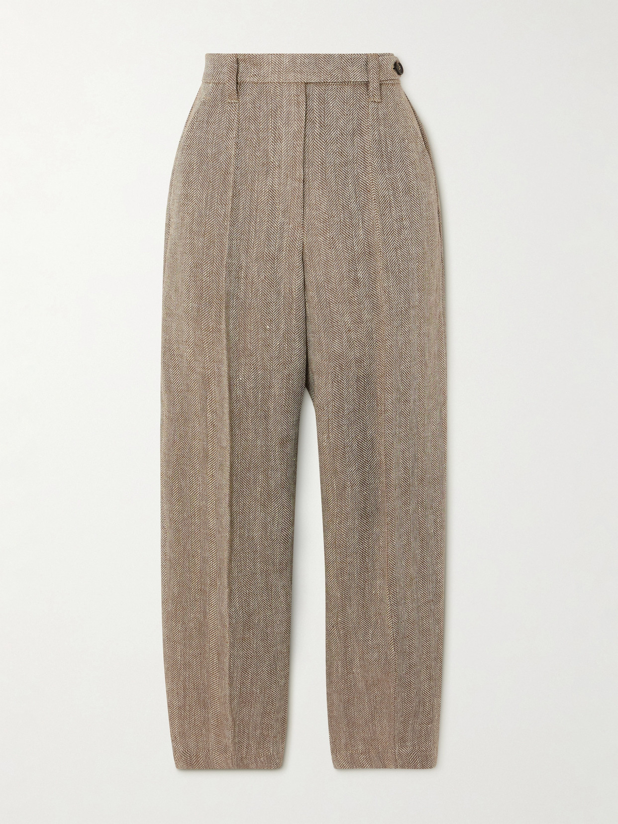 Brunello Cucinelli - Herringbone Linen Tapered Pants - Brown
