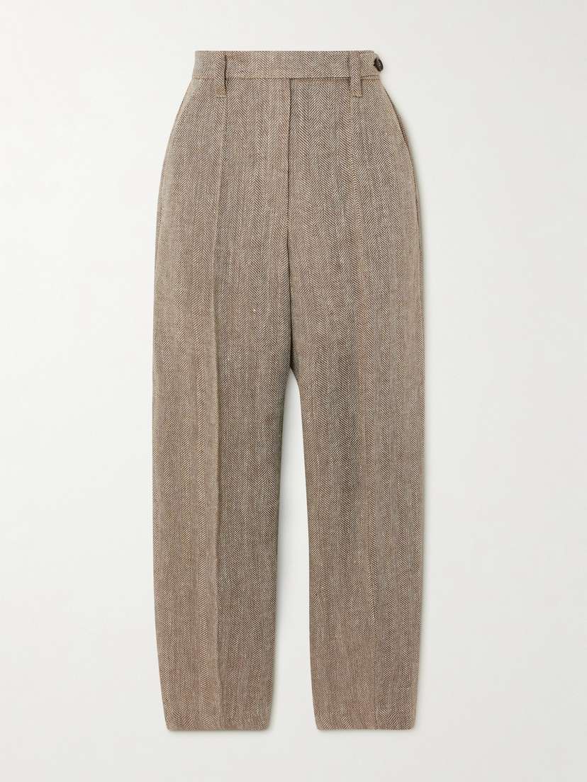 Brunello Cucinelli Herringbone Linen Tapered Pants