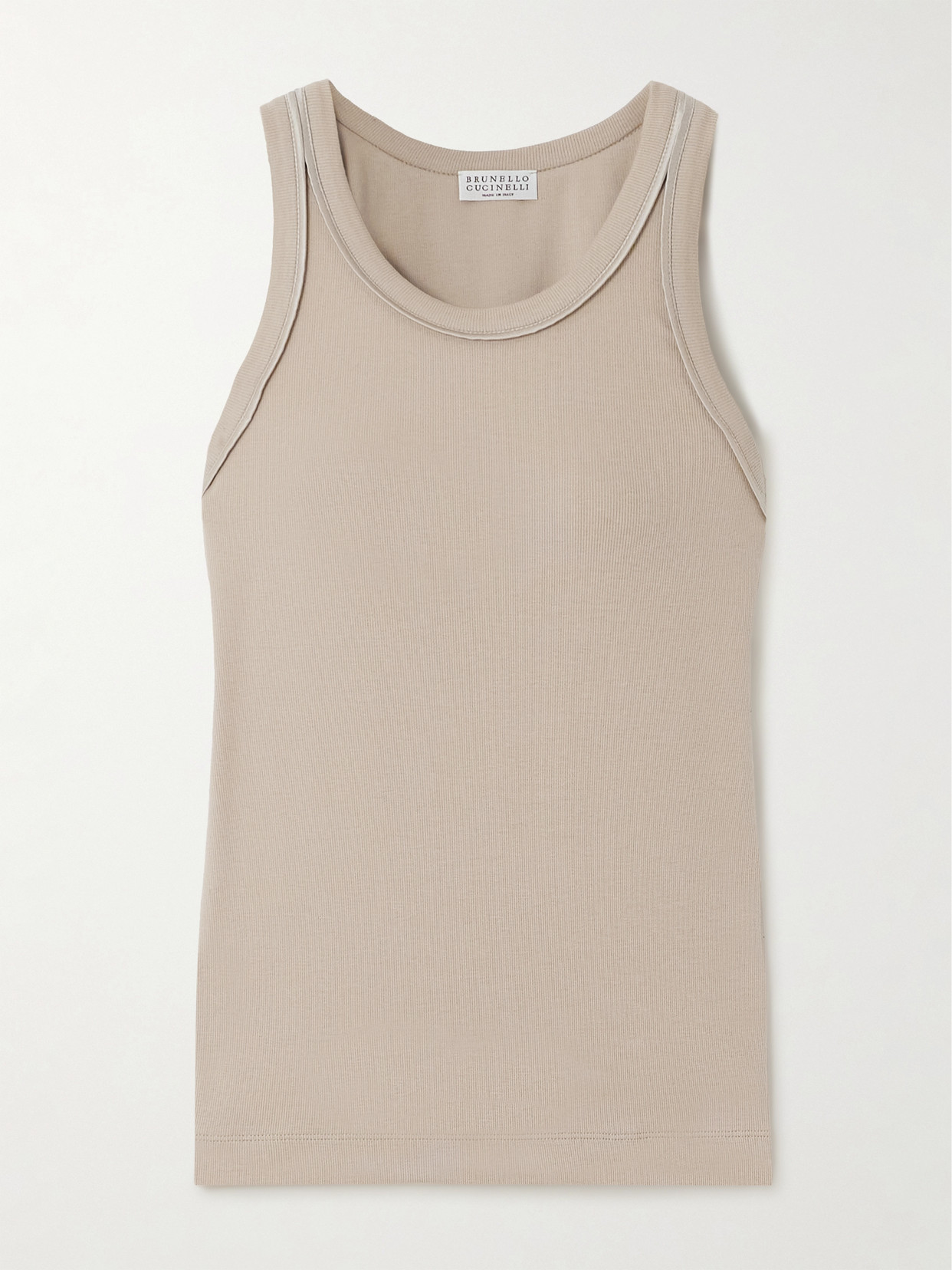 Brunello Cucinelli Ribbed Stretch Cotton-jersey Tank In Brown