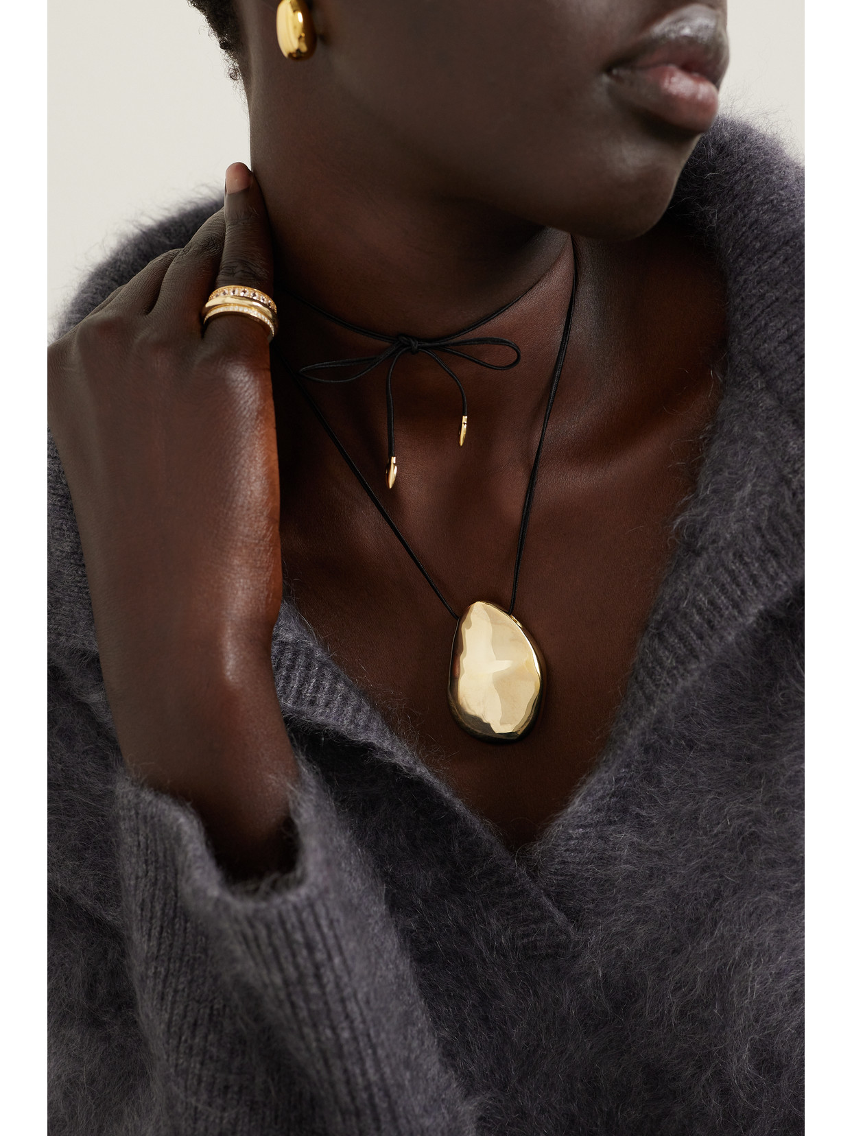 BY PARIAH LUNA LARGE RECYCLED GOLD VERMEIL AND SILK NECKLACE