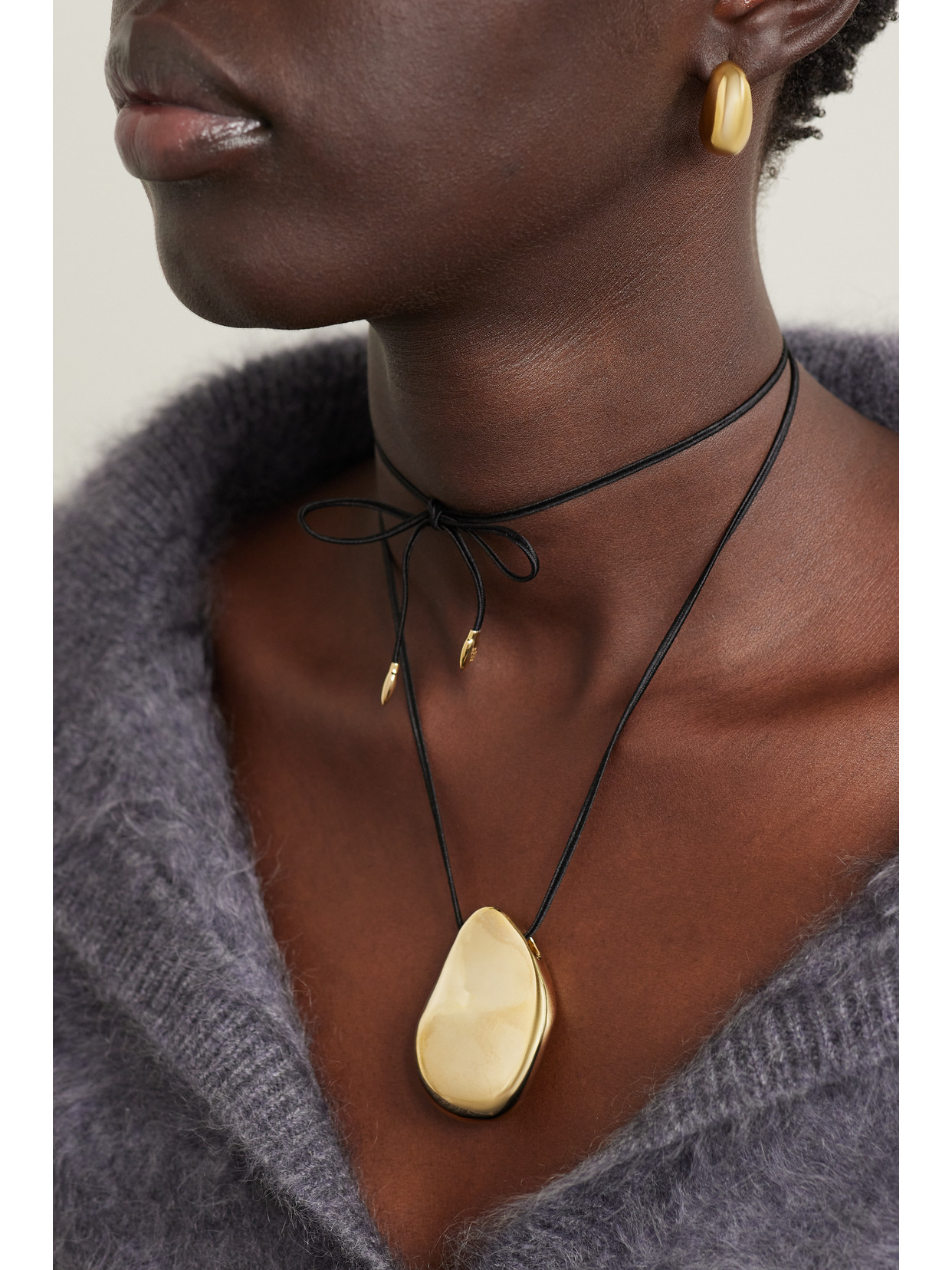 BY PARIAH LUNA LARGE RECYCLED GOLD VERMEIL AND SILK NECKLACE