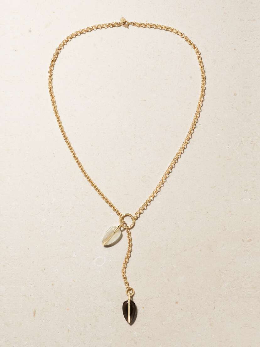 By Pariah Pebble Collector 14-karat Recycled Gold, Quartz And Amethyst Necklace