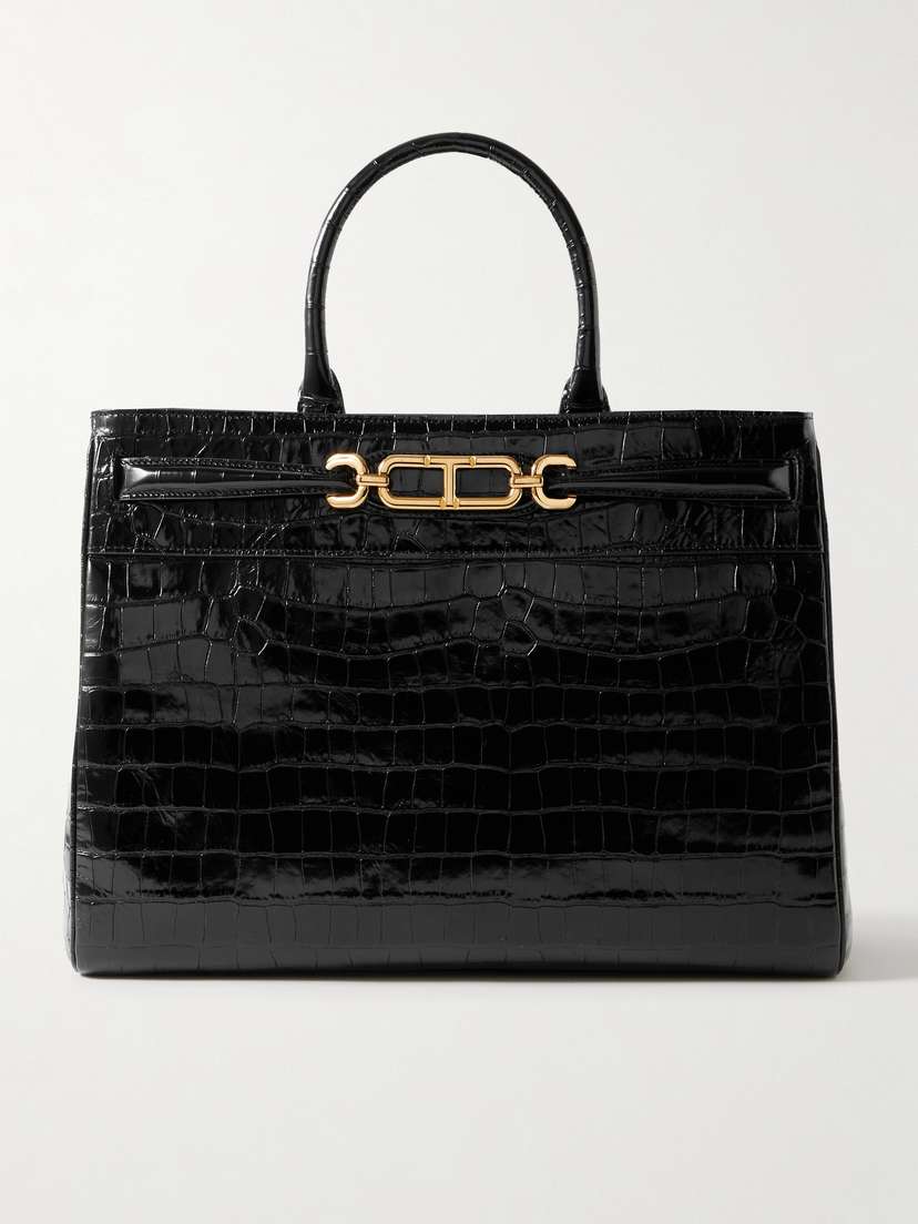 Tom Ford Whitney Large Glossed Croc-effect Leather Tote