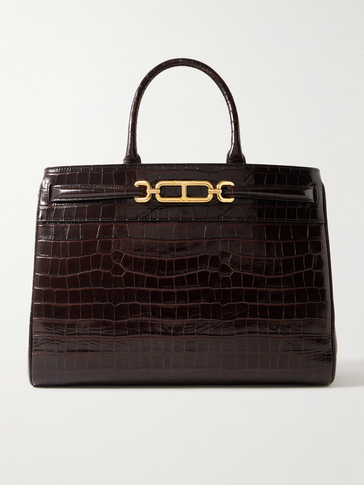 TOM FORD Whitney Large Glossed Croc-effect Leather Tote
