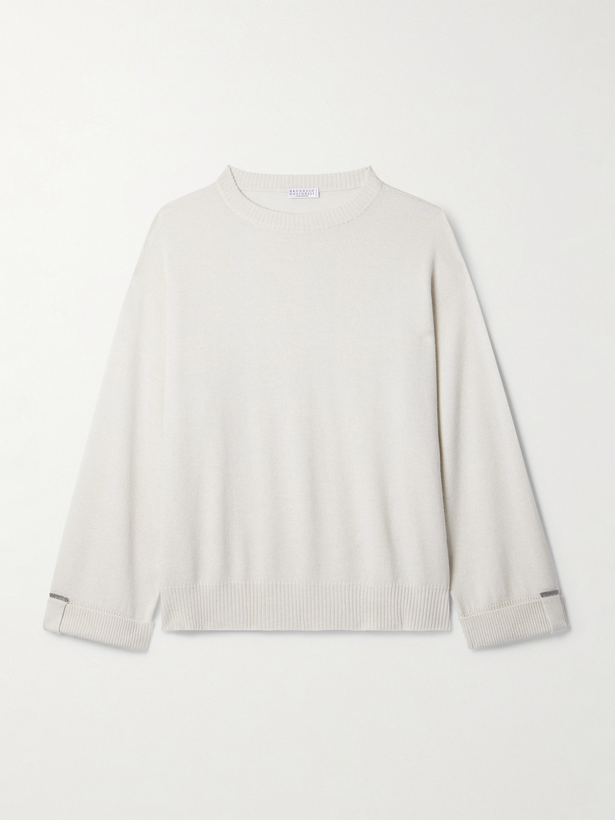 Brunello Cucinelli Bead-embellished Cashmere Sweater - White