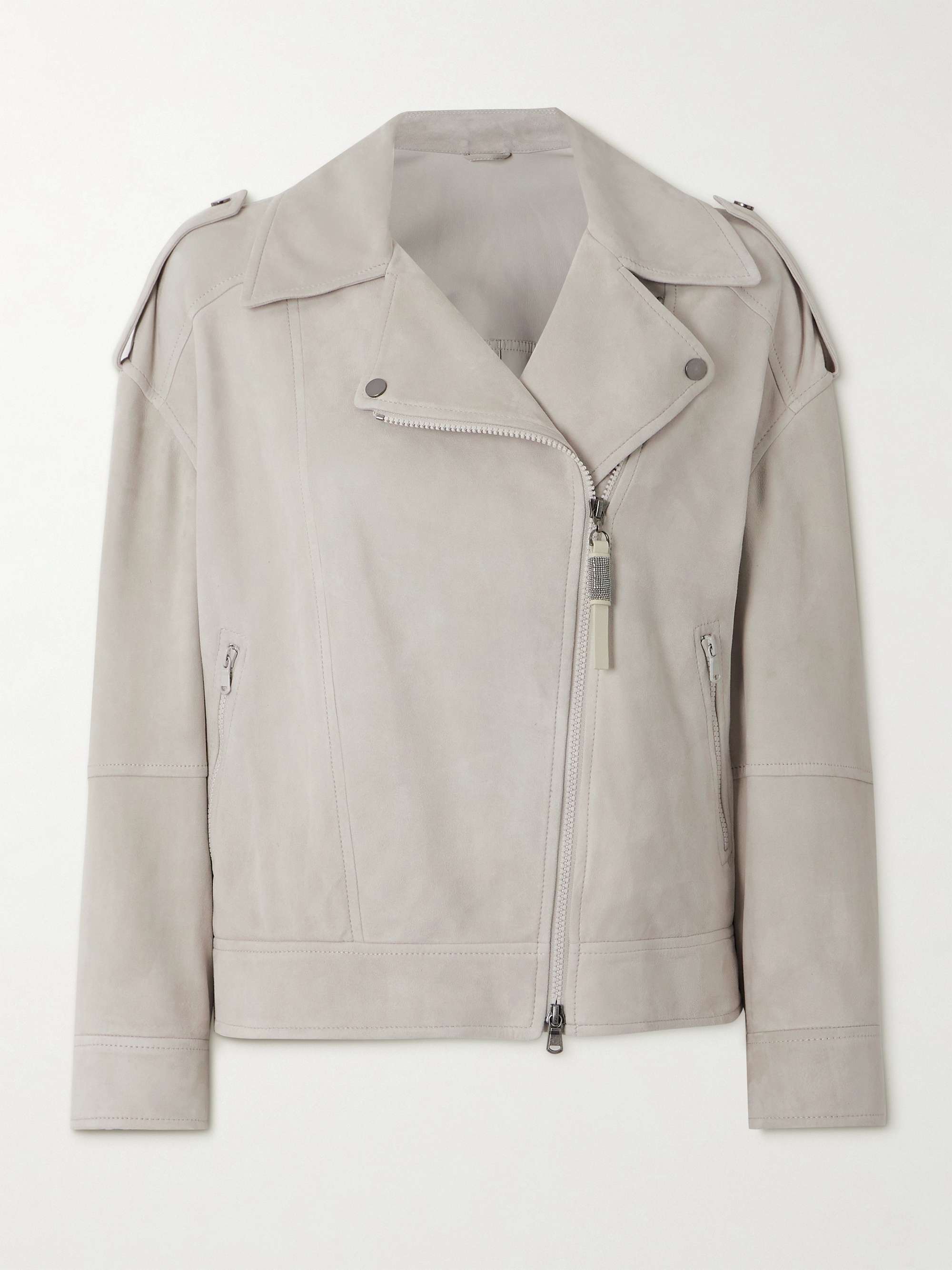 Grey faux suede moto jacket sale