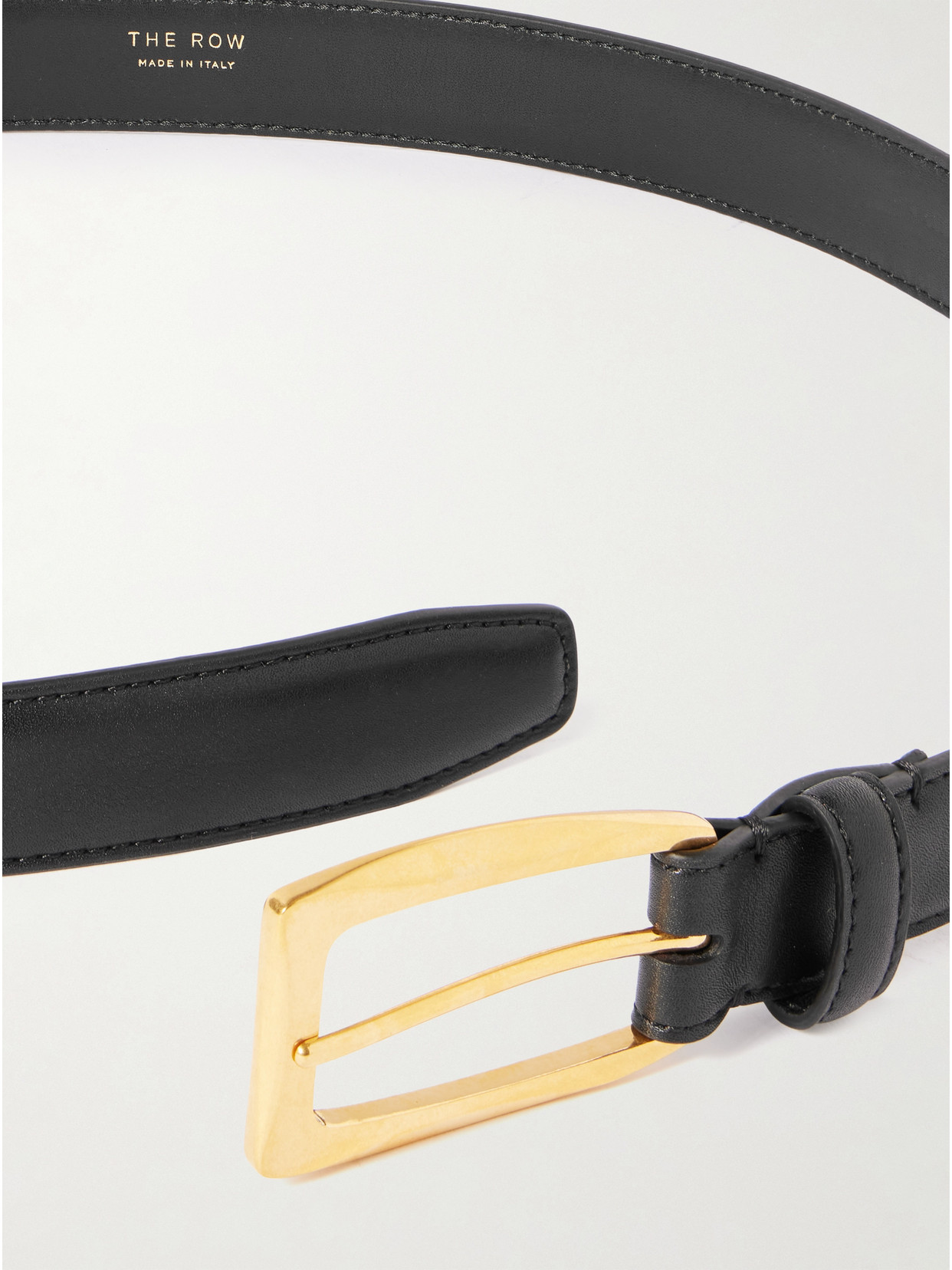 The Row Arco Black Gold Buckle Belt In Black