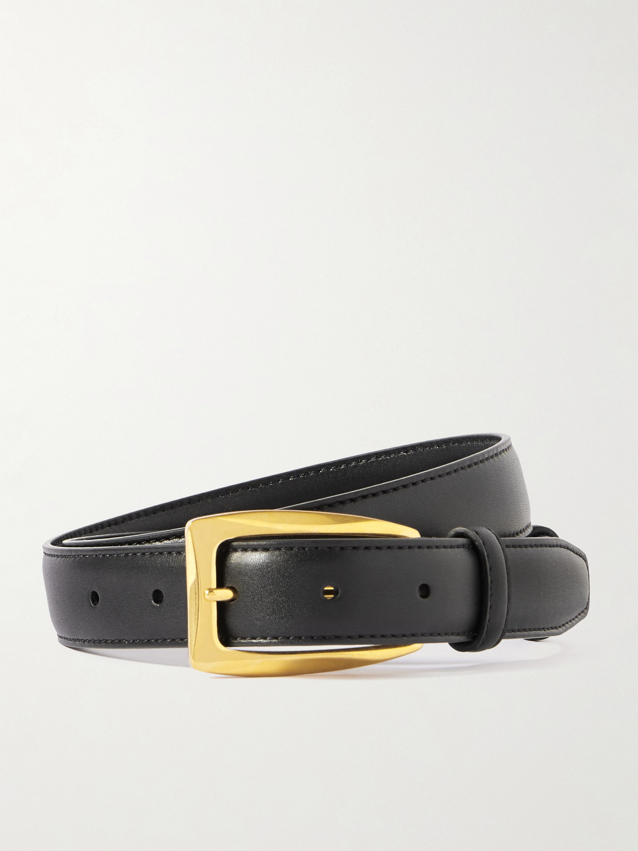 The Row Arco Black Gold Buckle Belt In Black