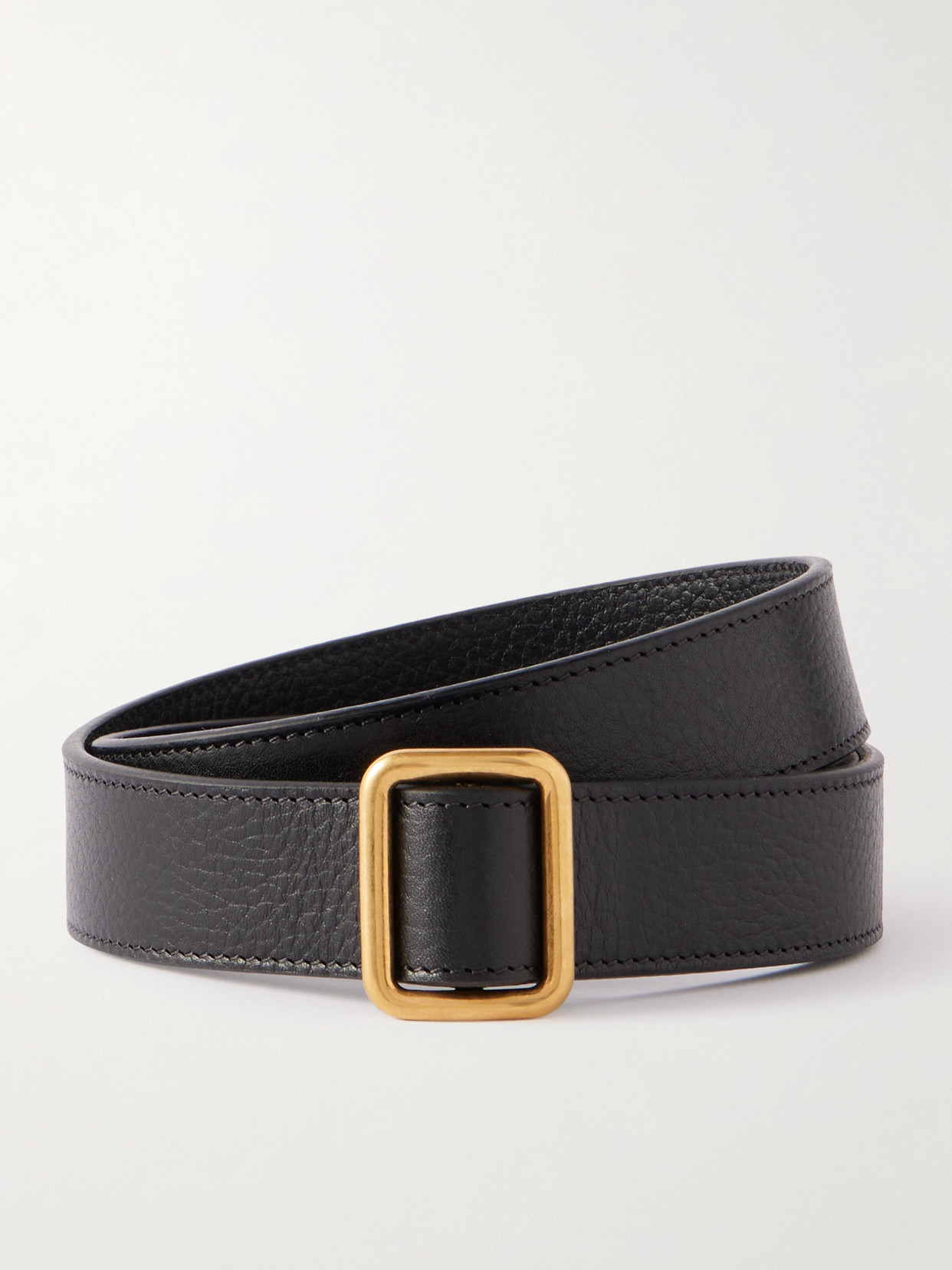The Row Jin Textured-leather Belt In Black