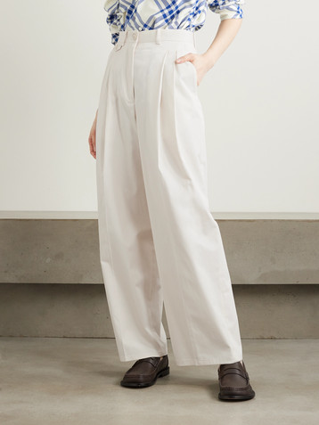 Purdey Pleated cotton-blend twill wide leg pants
