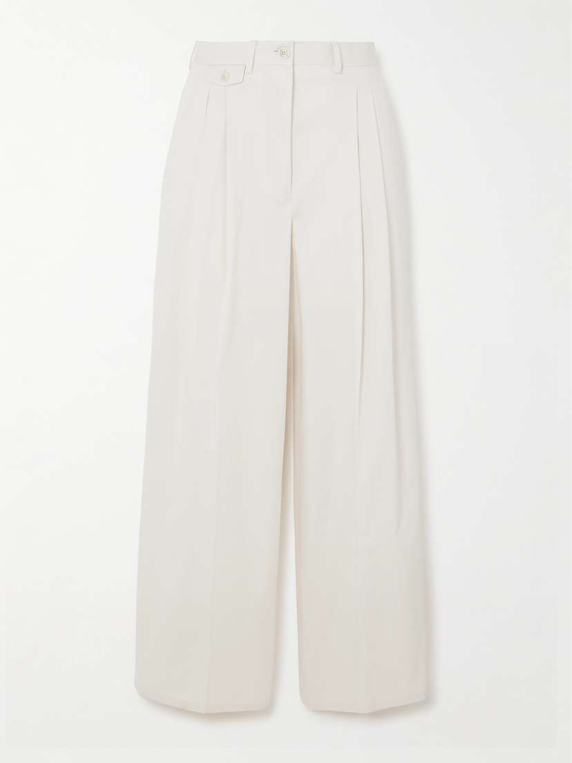 Purdey Pleated Cotton-blend Twill Wide Leg Pants
