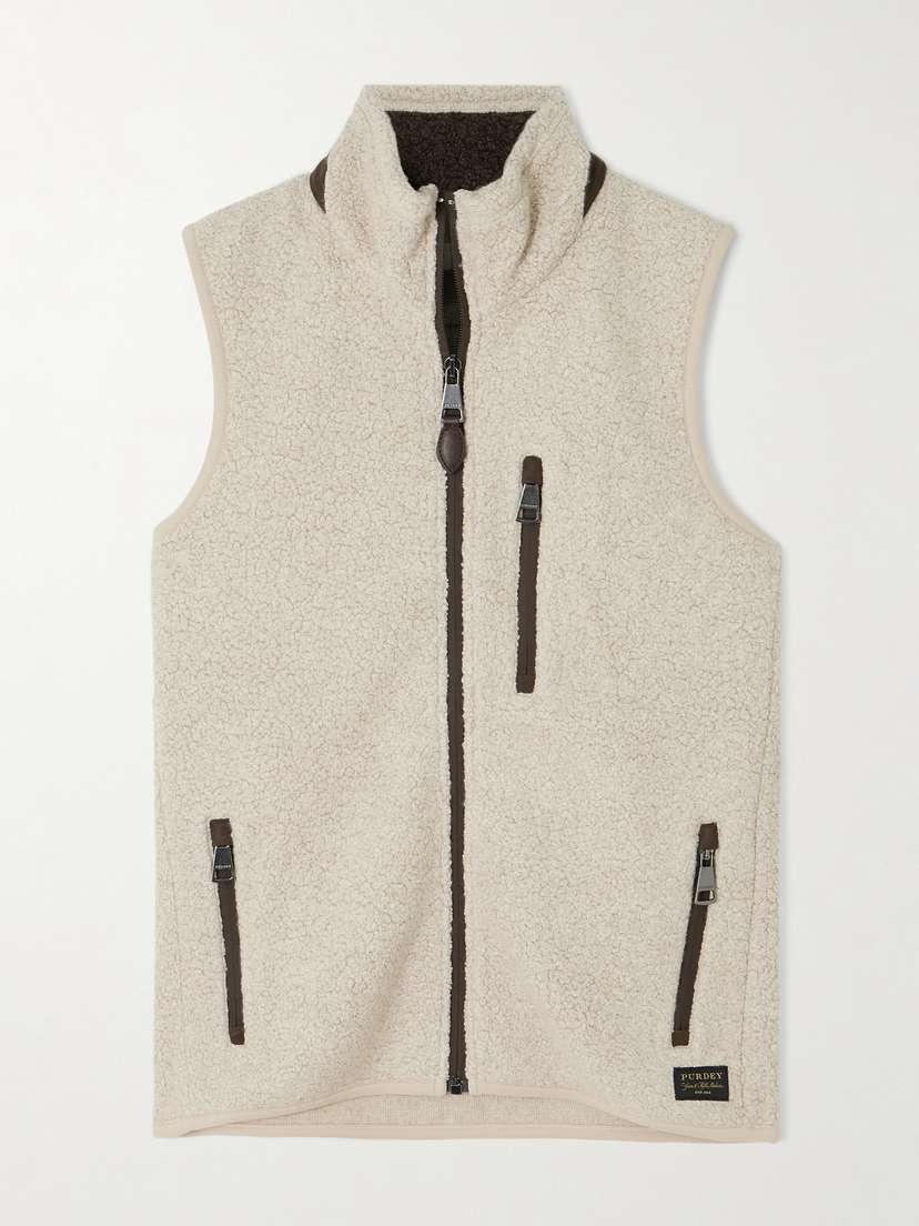 Purdey Faux Suede-trimmed Fleece Vest