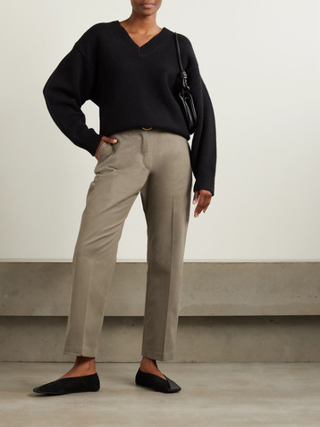 Purdey Cotton-blend twill straight-leg pants