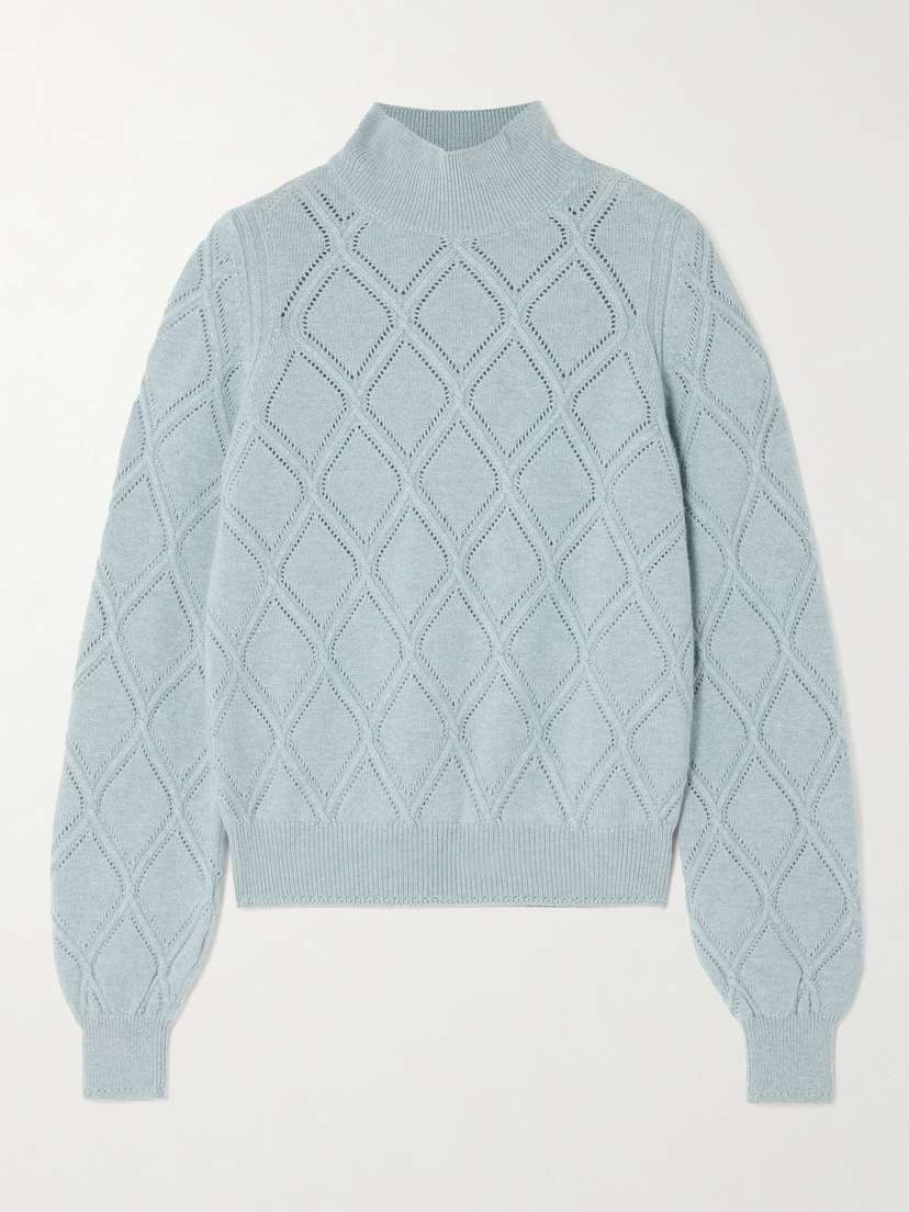 Purdey Cable And Pointelle-knit Cashmere Turtleneck Sweater - x large