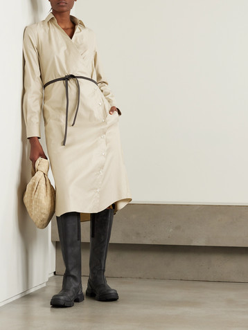 Purdey Belted cotton and TENCEL™ Lyocell-blend poplin midi wrap dress