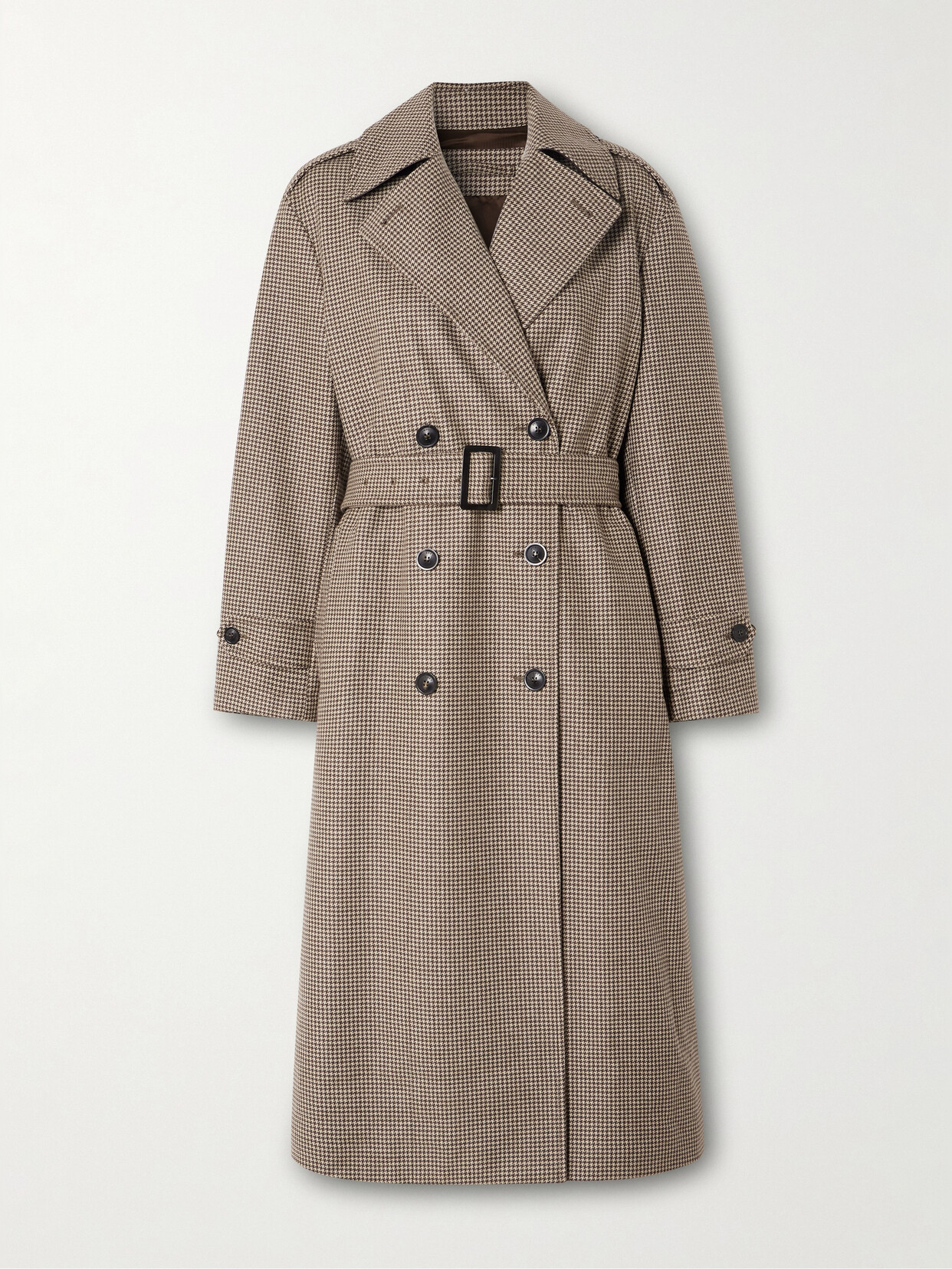 Purdey Hanover Belted Double-breasted Houndstooth Wool And Cashmere-blend Trench Coat In Brown