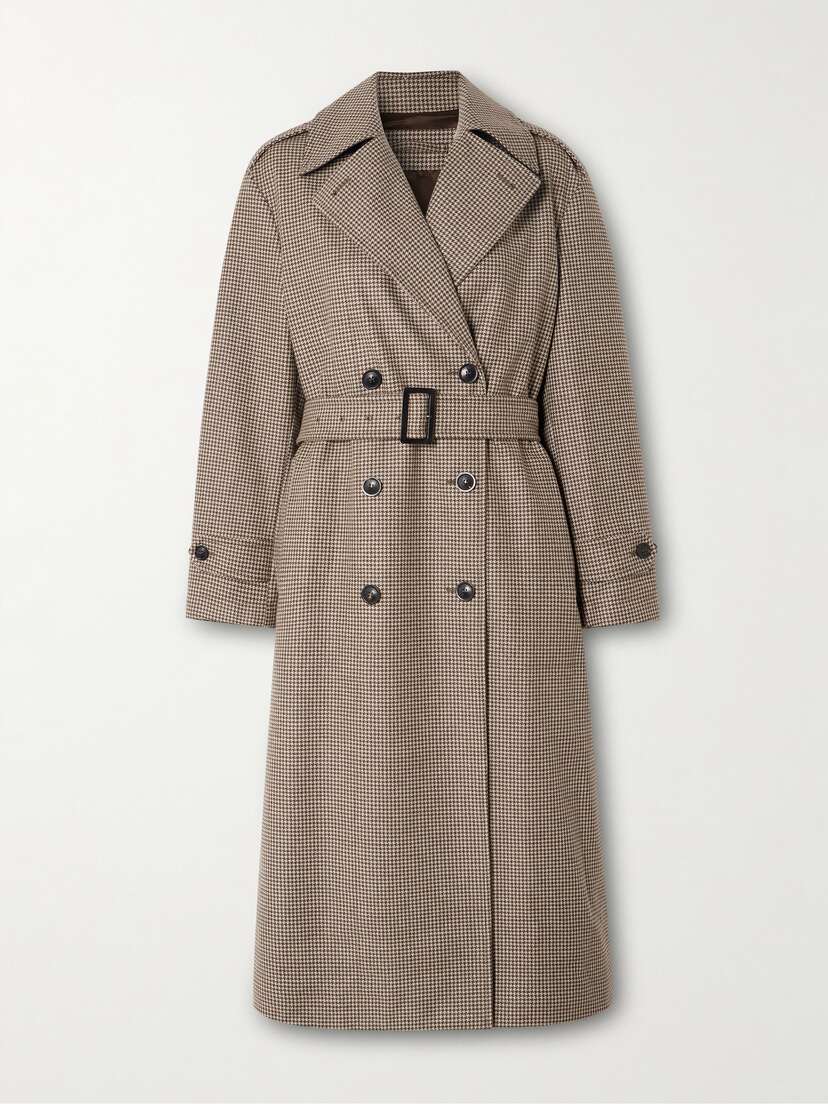 Purdey Hanover Belted Double-breasted Houndstooth Wool And Cashmere-blend Trench Coat