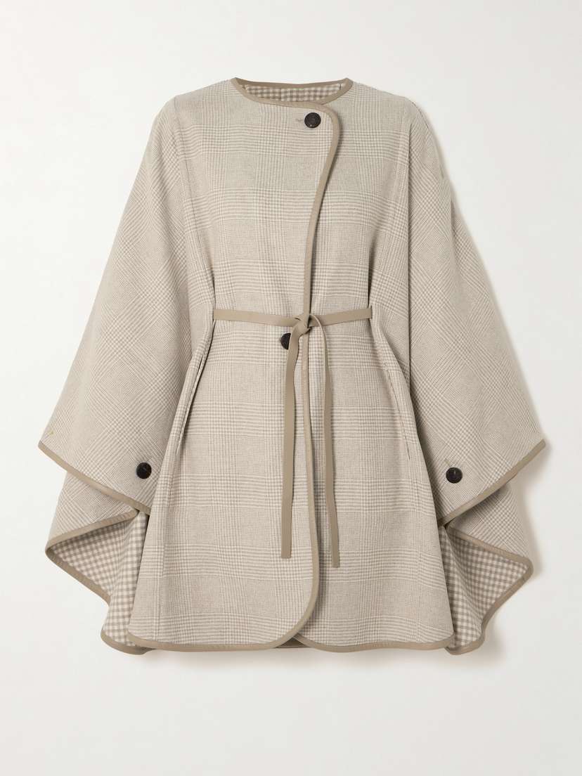 Purdey Connaught Leather-trimmed Cashmere And Wool-blend Cape