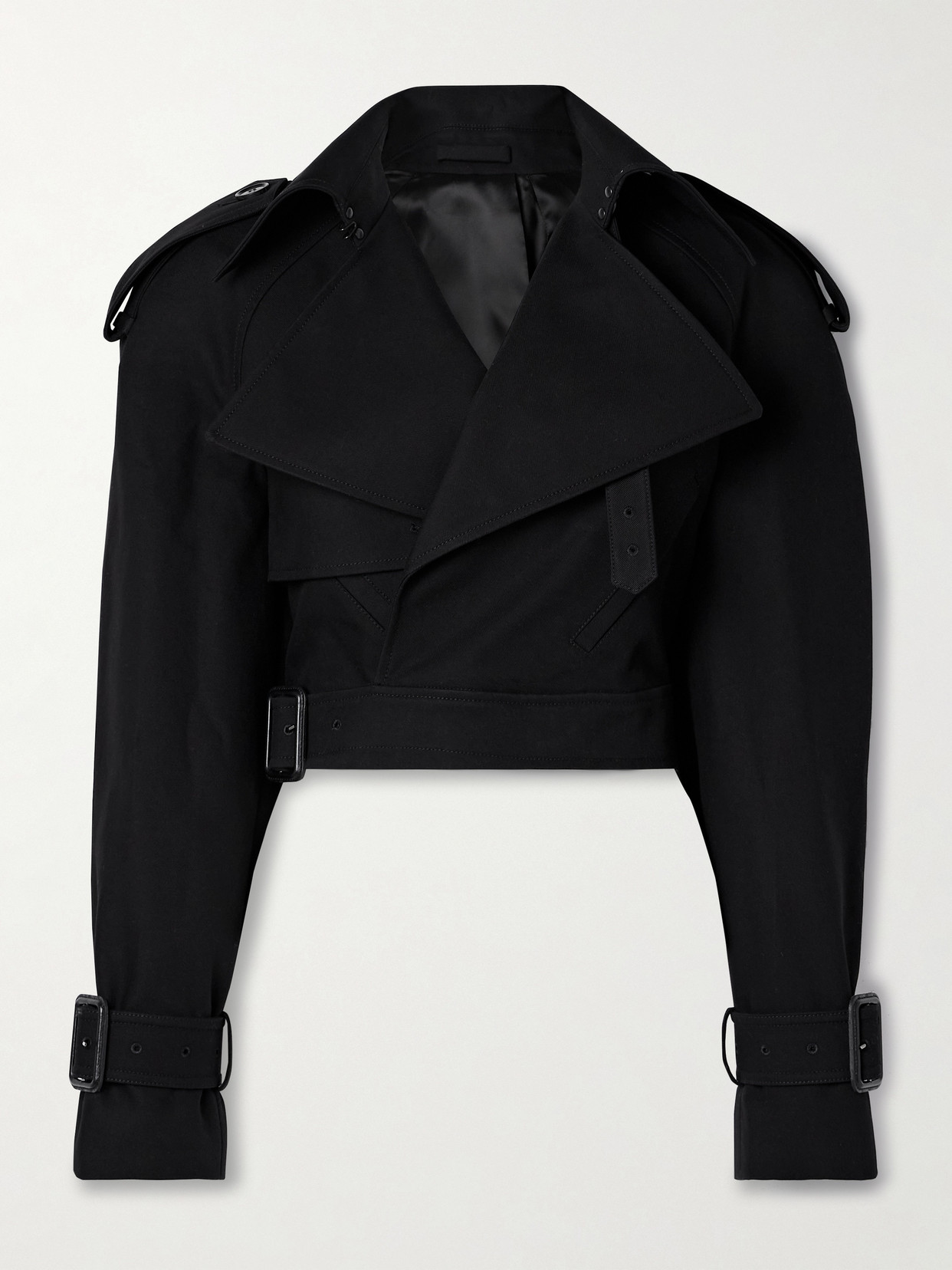 Wardrobe.nyc Cropped Cotton-twill Trench Coat In Black