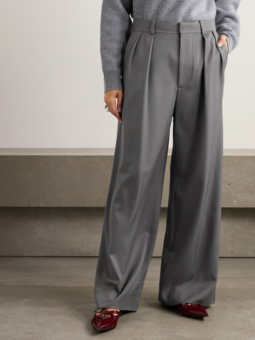 Wardrobe.NYC Pleated grain de poudre wool wide-leg pants